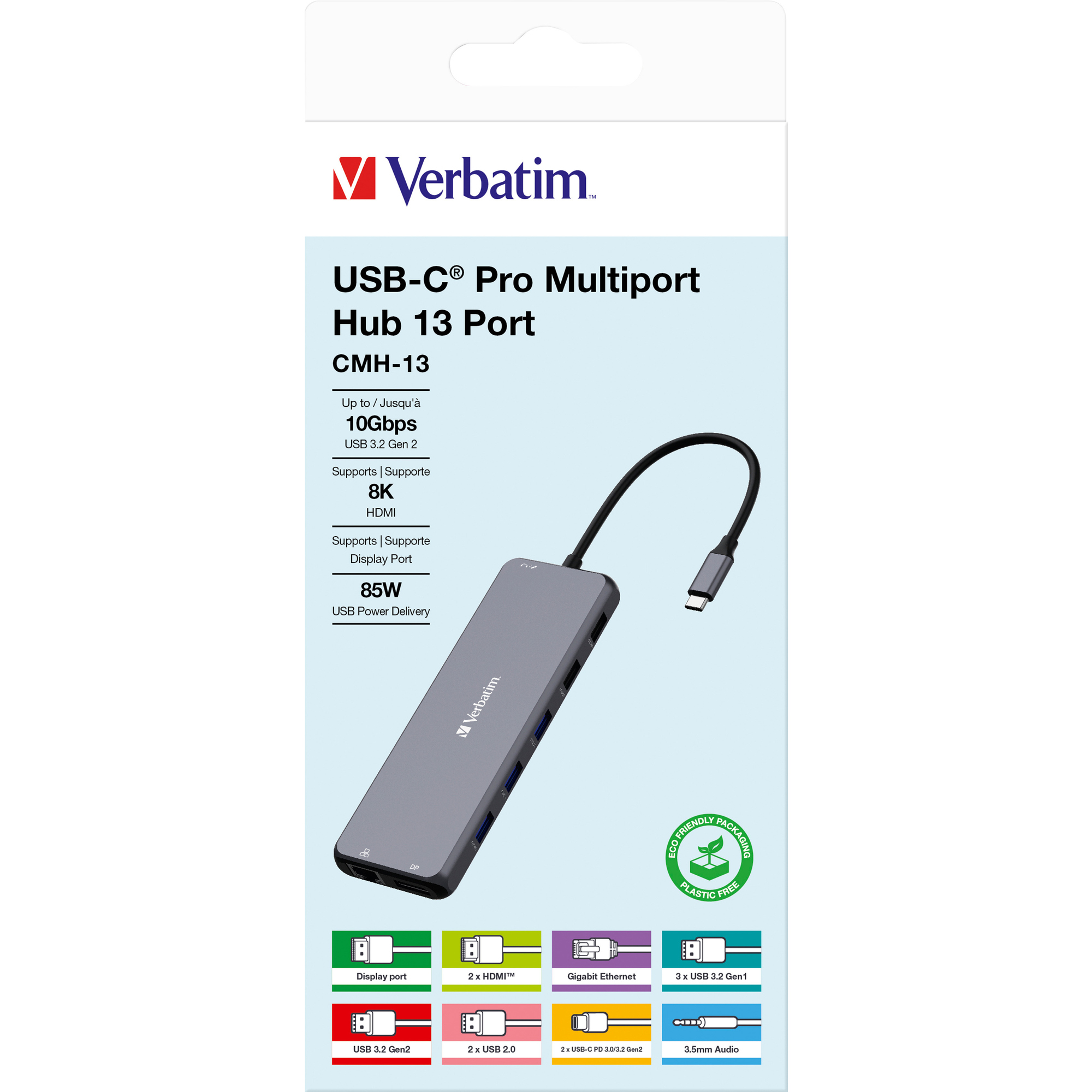 Verbatim USB-Hub CMH-13 USB-C grau/schwarz