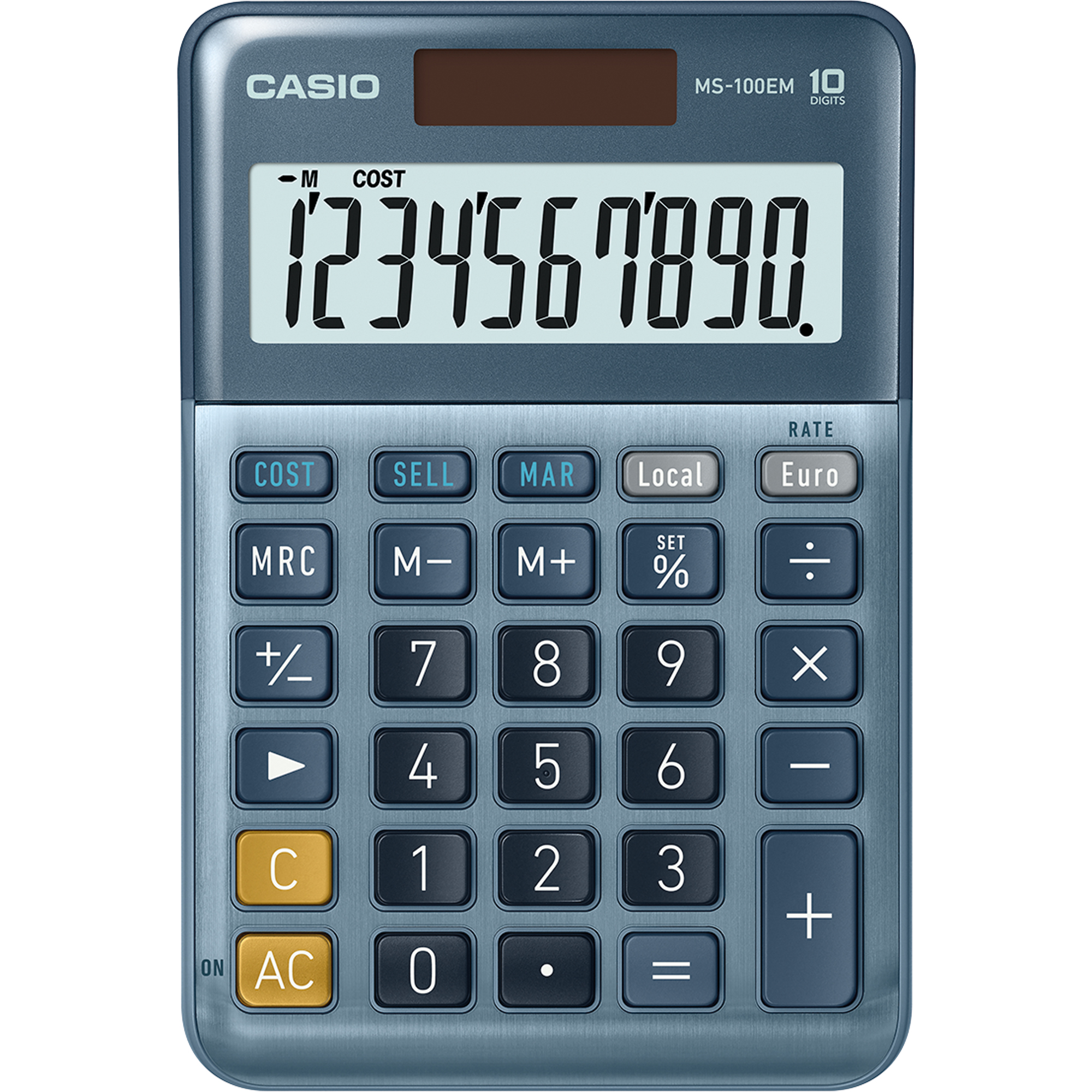 CASIO® Tischrechner MS-100EM 101 x 28 x 149 mm (B x H x T) Batterie, Solar-Energie silber/grau