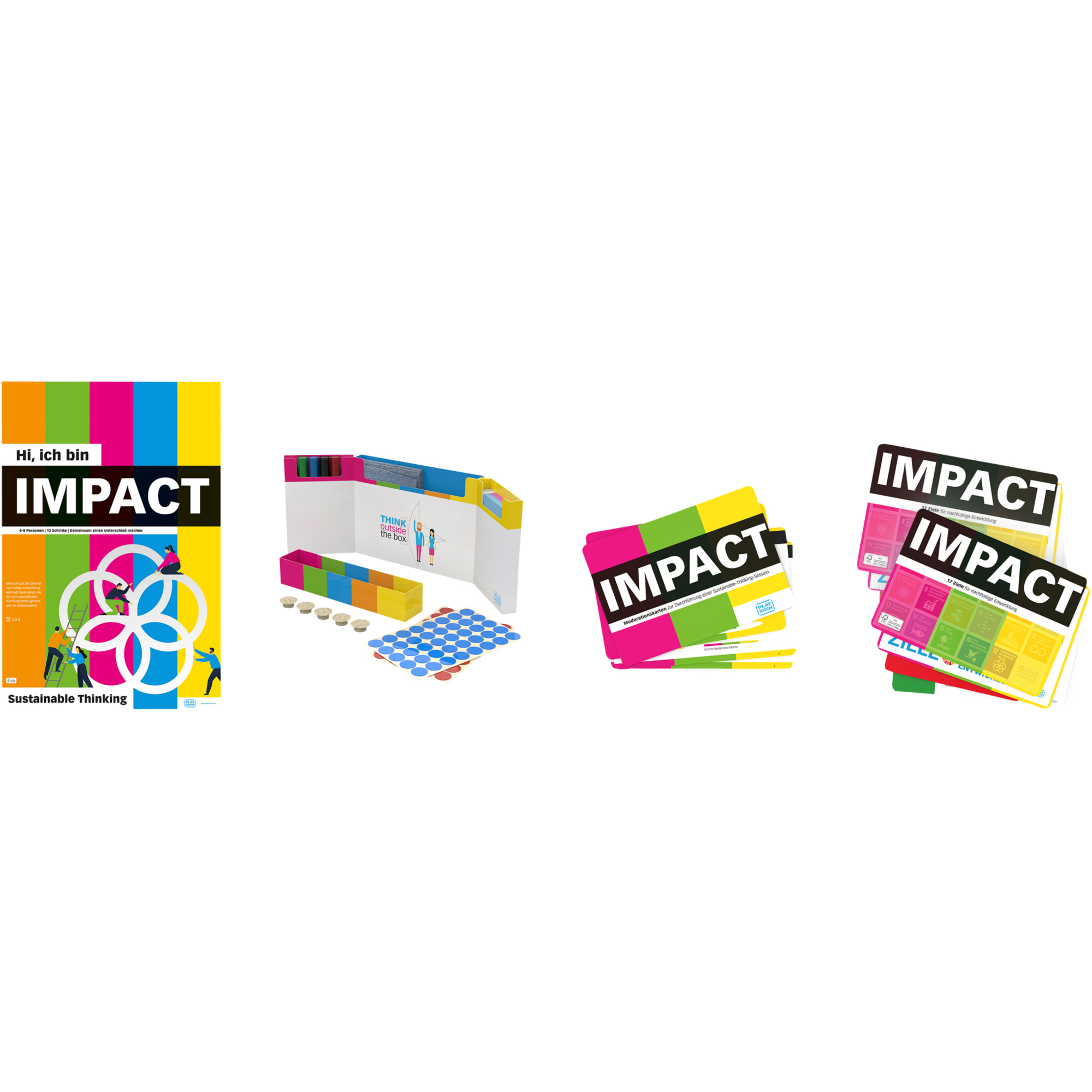 Playroom Starterset IMPACT FLIP je 1 x IMPACT FLIP, Moderationskarten, GECKO Box, 2 x GOAL Karten (SDG Karten)