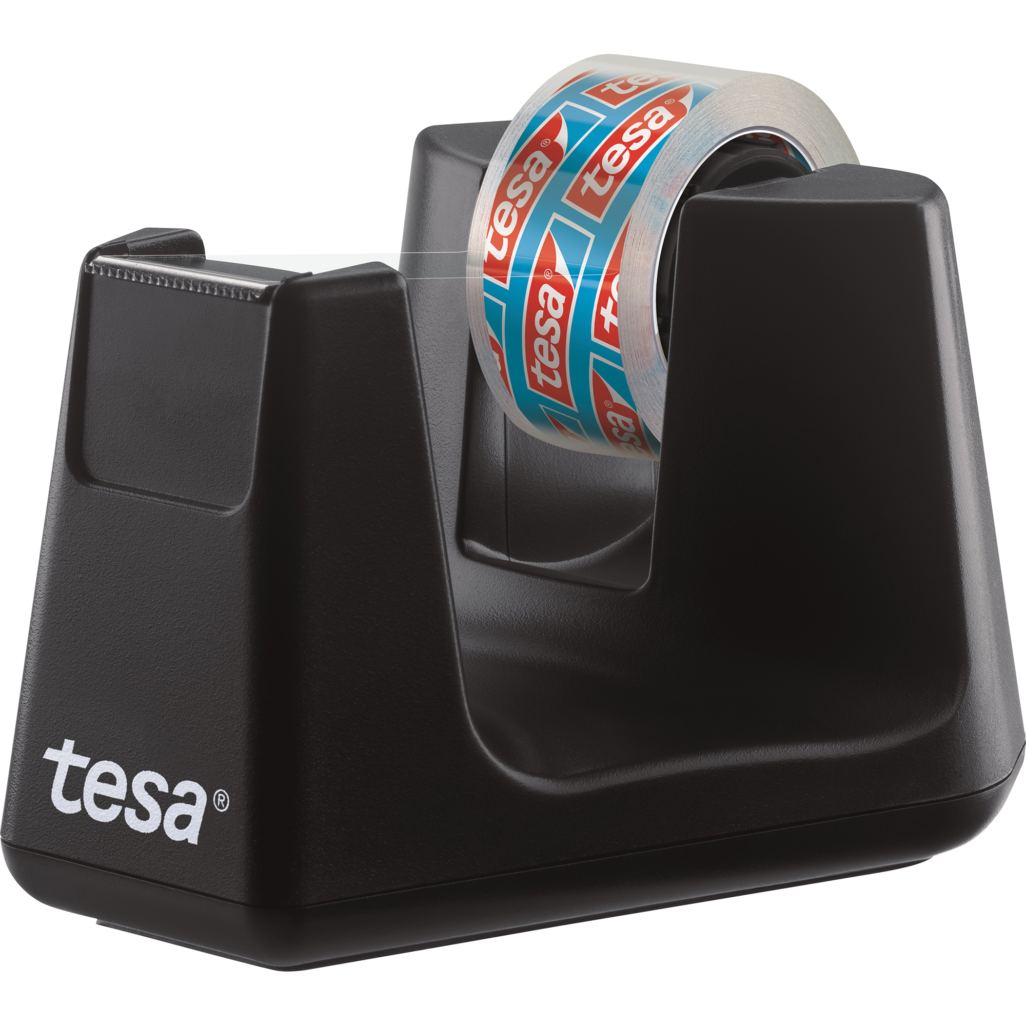tesa® Tischabroller Easy Cut Smart ecoLogo® 19 mm x 33 m (B x L) inkl. 1 Rolle tesafilm® kristall-klar, 15 mm x 10 m (B x L) ohne Lösungsmittel schwarz