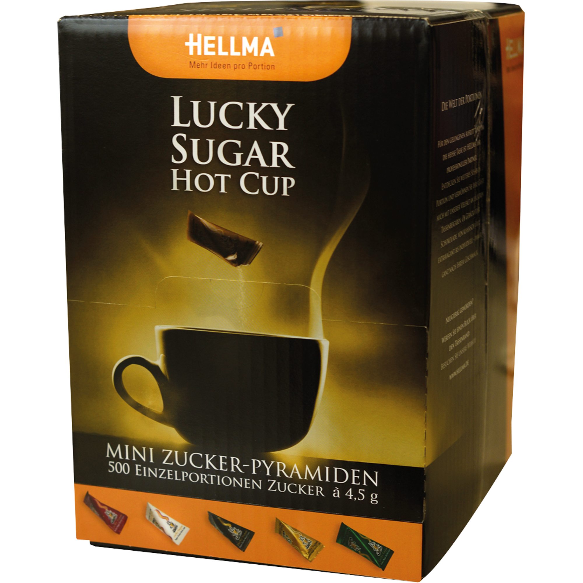 Hellma Zucker Lucky Sugar Hot Cup Stick 500 x 4,5 g/Pack.