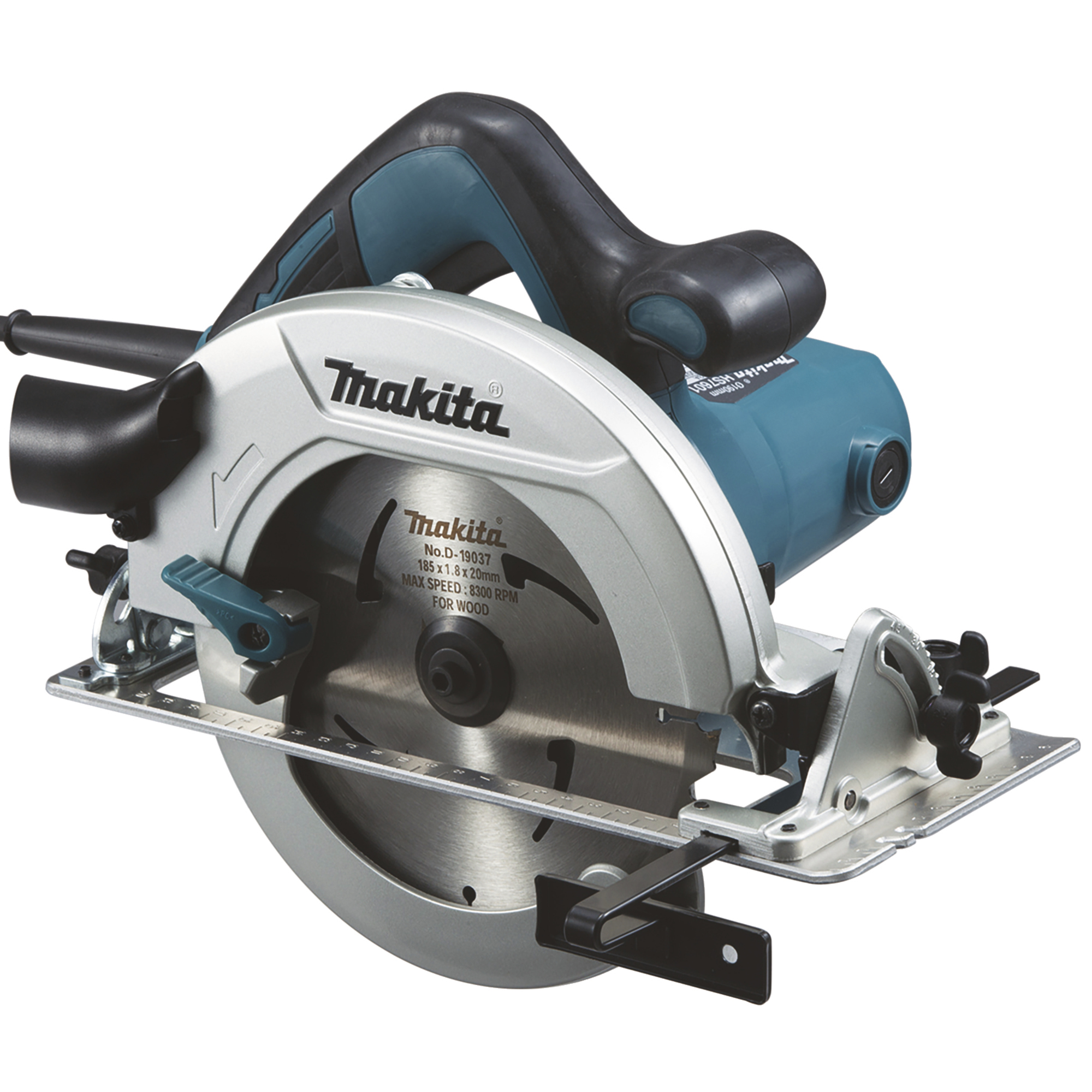 Makita® Säge HS7601J Handkreissäge inkl. Parallelanschlag, Absaugstutzen, Sechskantstiftschlüssel (5 mm), MAKPAC (Gr. 4), Tiefziehteil für MAKPAC, HM-Sägeblatt (190 mm, 12Z)