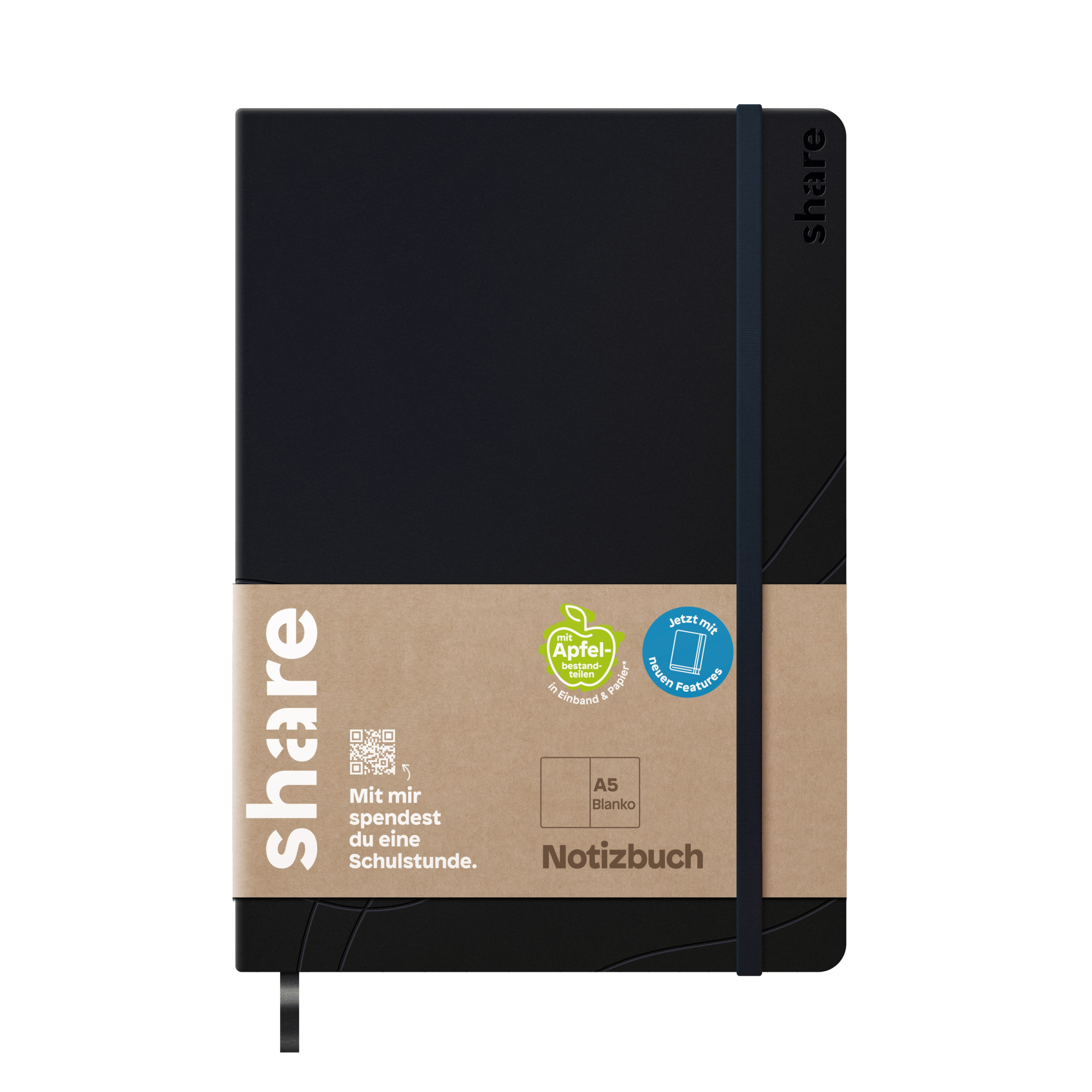 share Notizbuch DIN A5 blanko schwarz 96 Bl.