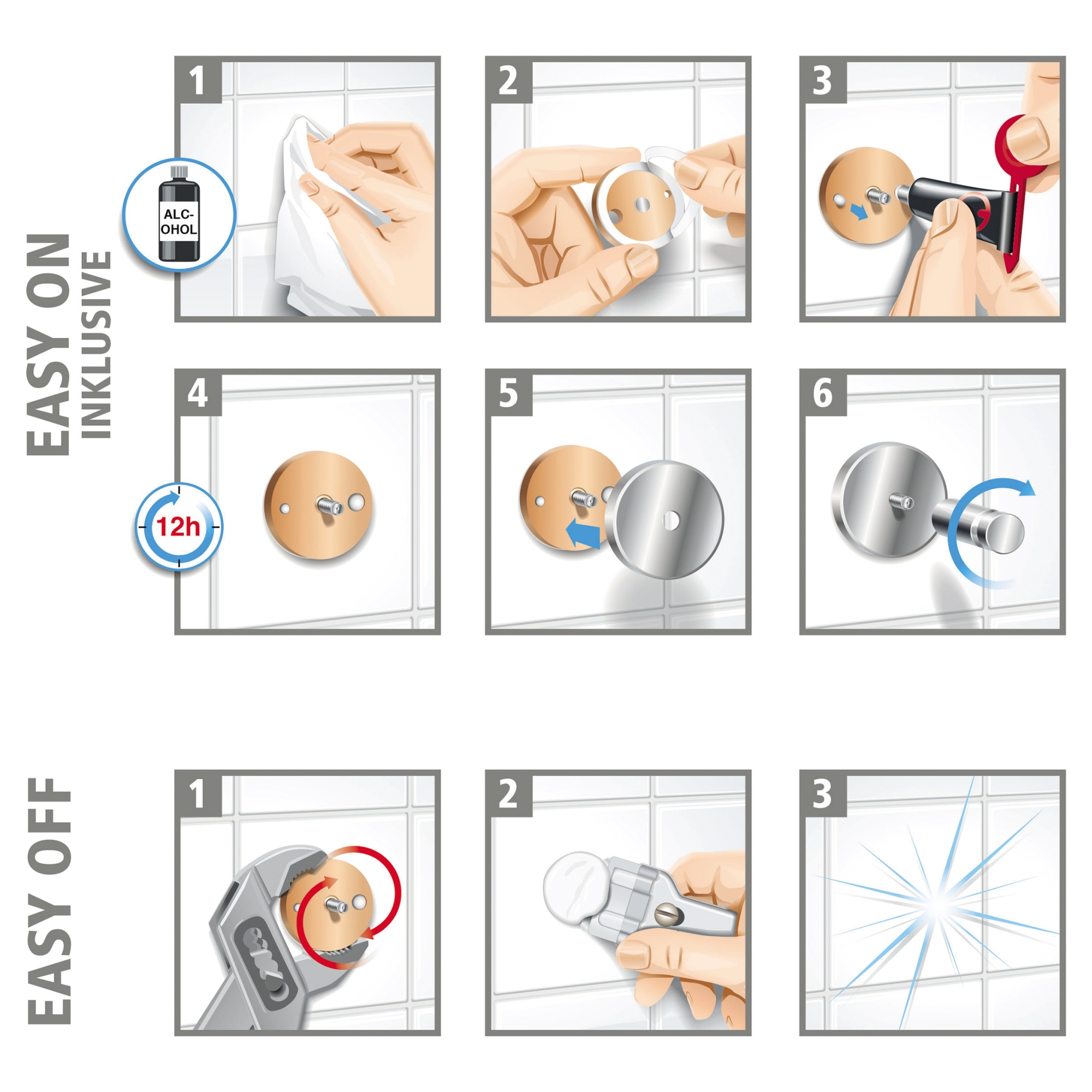 tesa® Handtuchhaken SMOOZ 3,7 x 3,7 cm (Ø x H) Metall chrom