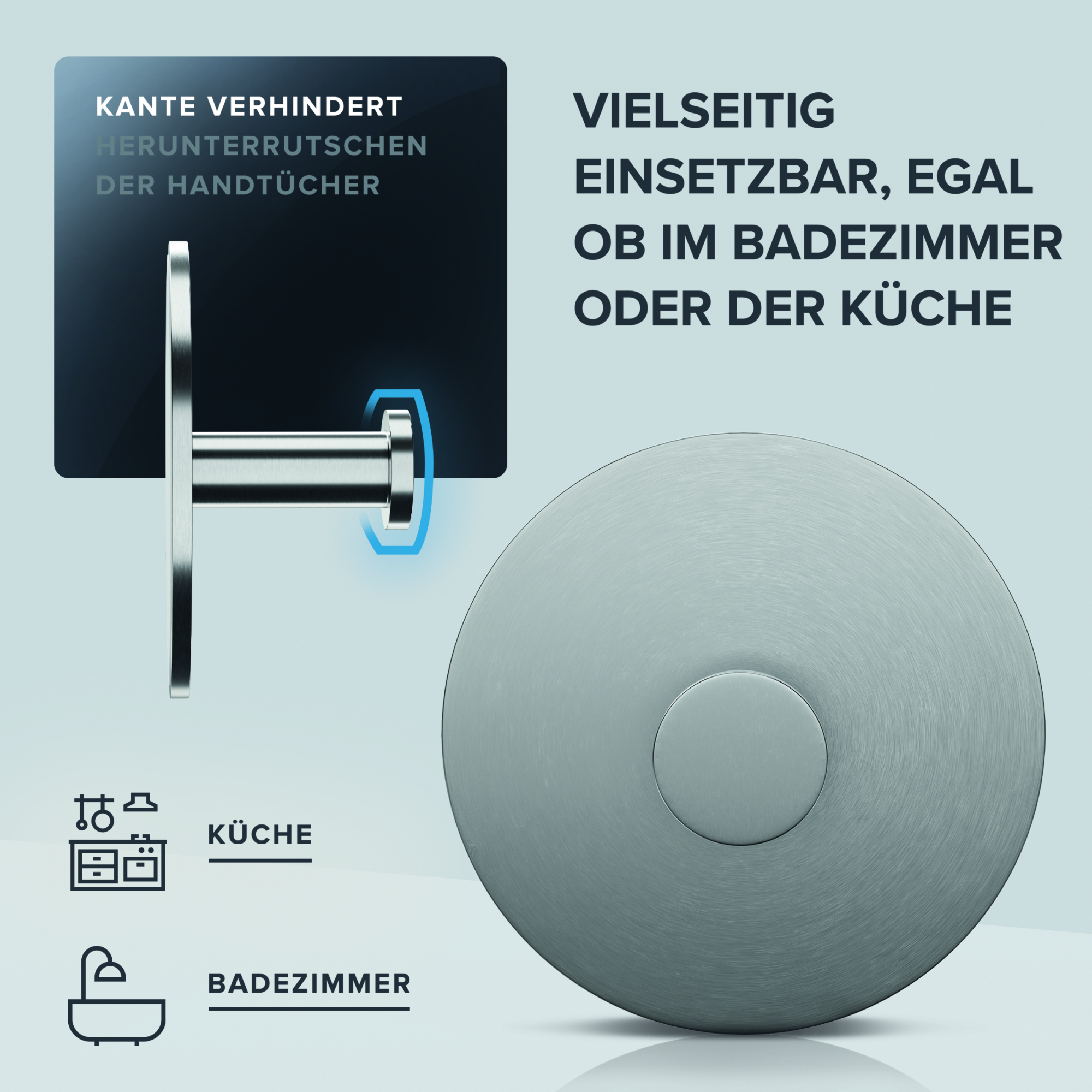 ovimar Handtuchhaken Hirstholm 6 x 3 cm (Ø x H) Edelstahl, gebürstet silber 2 St./Pack.