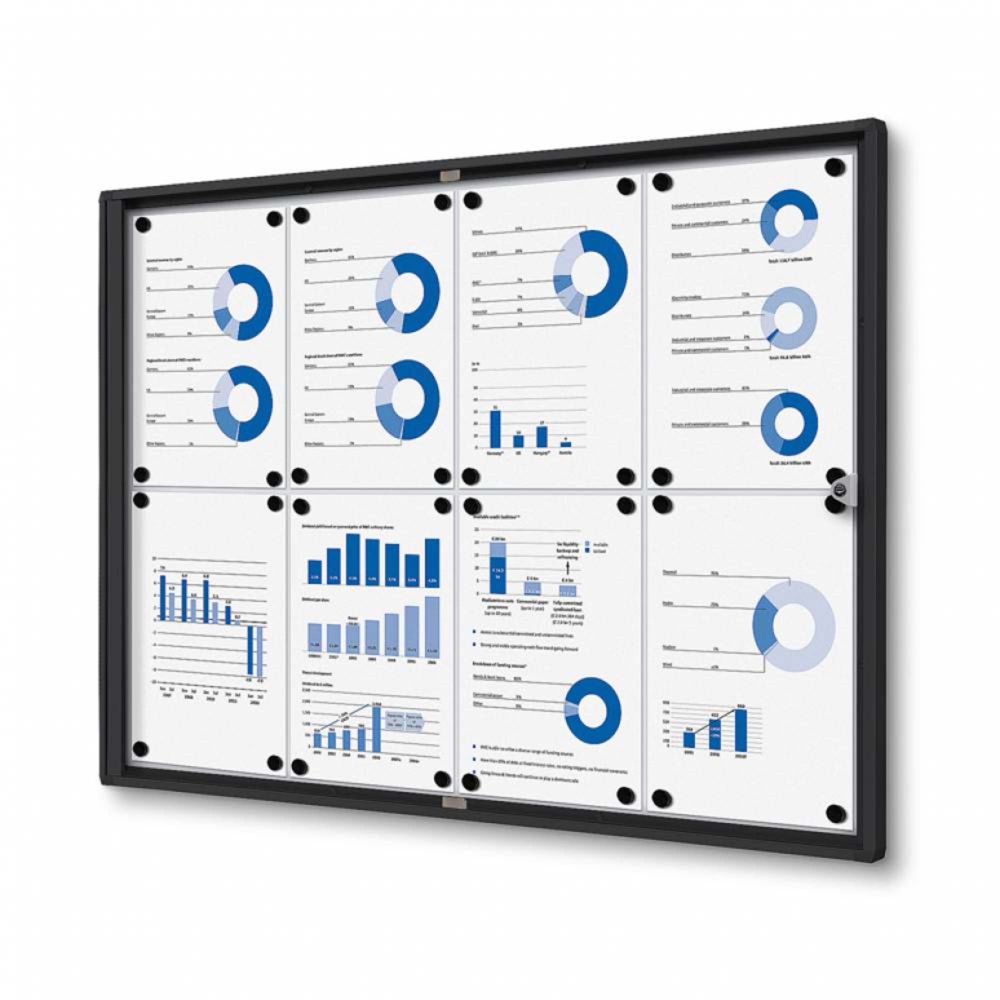 Showdown® Displays Schaukasten Economy Innenbereich 93,1 x 65,5 x 2,6 cm (B x H x T) 8 x DIN A4 mit Schloss Aluminium/Kunststoff schwarz