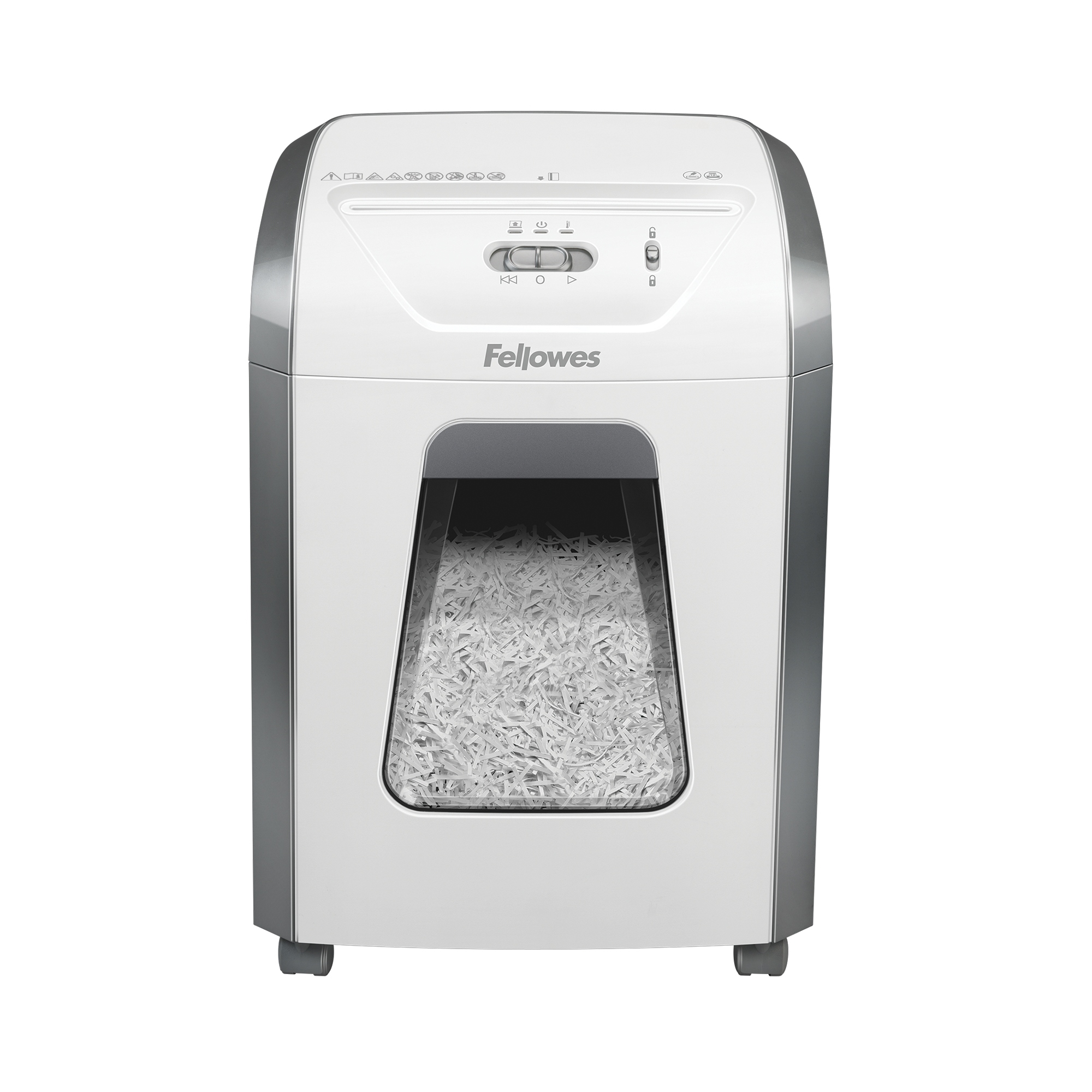 Fellowes® Aktenvernichter Powershred® 15C P-4 Papier, Heftklammer, Büroklammern, Kreditkarten Partikelschnitt weiß