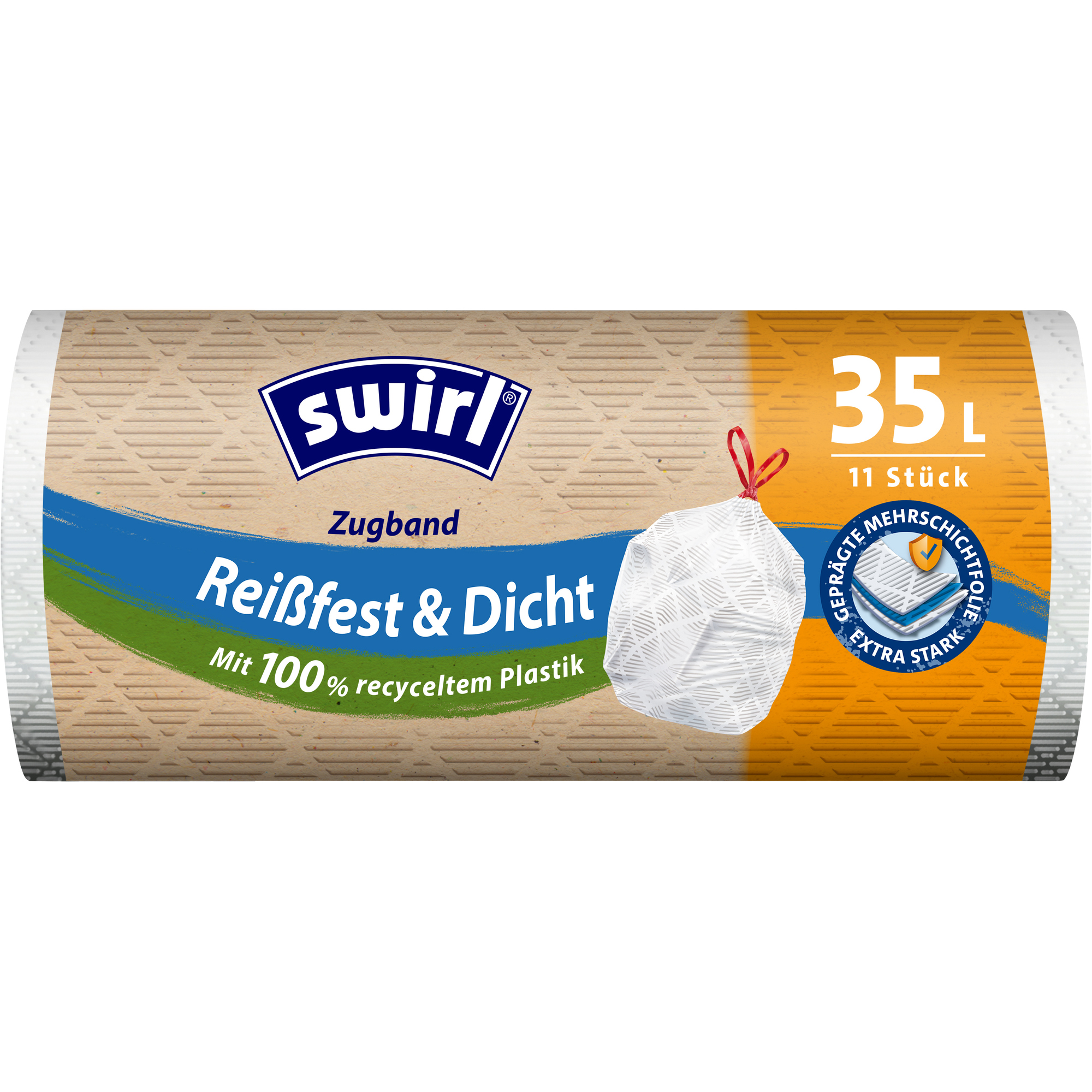 Swirl Müllbeutel 55 x 63 cm (B x H) 35l Plastik, 100 % recycelt weiß 11 St./Pack.