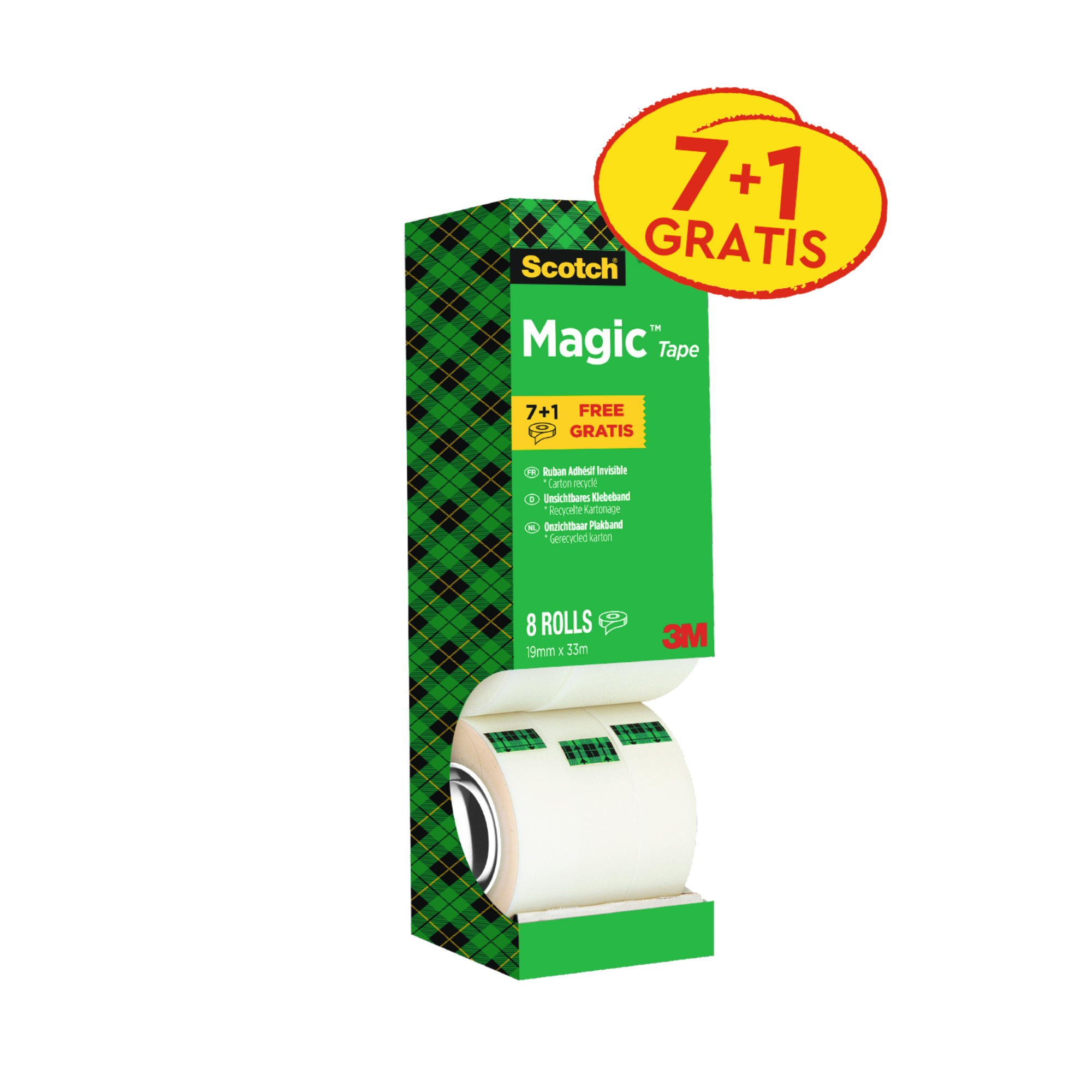 Scotch® Klebefilm Magic™ 810 19 mm x 33 m (B x L) einseitig klebend mit Lösungsmittel Zelluloseacetat transparent 8 St./Pack.