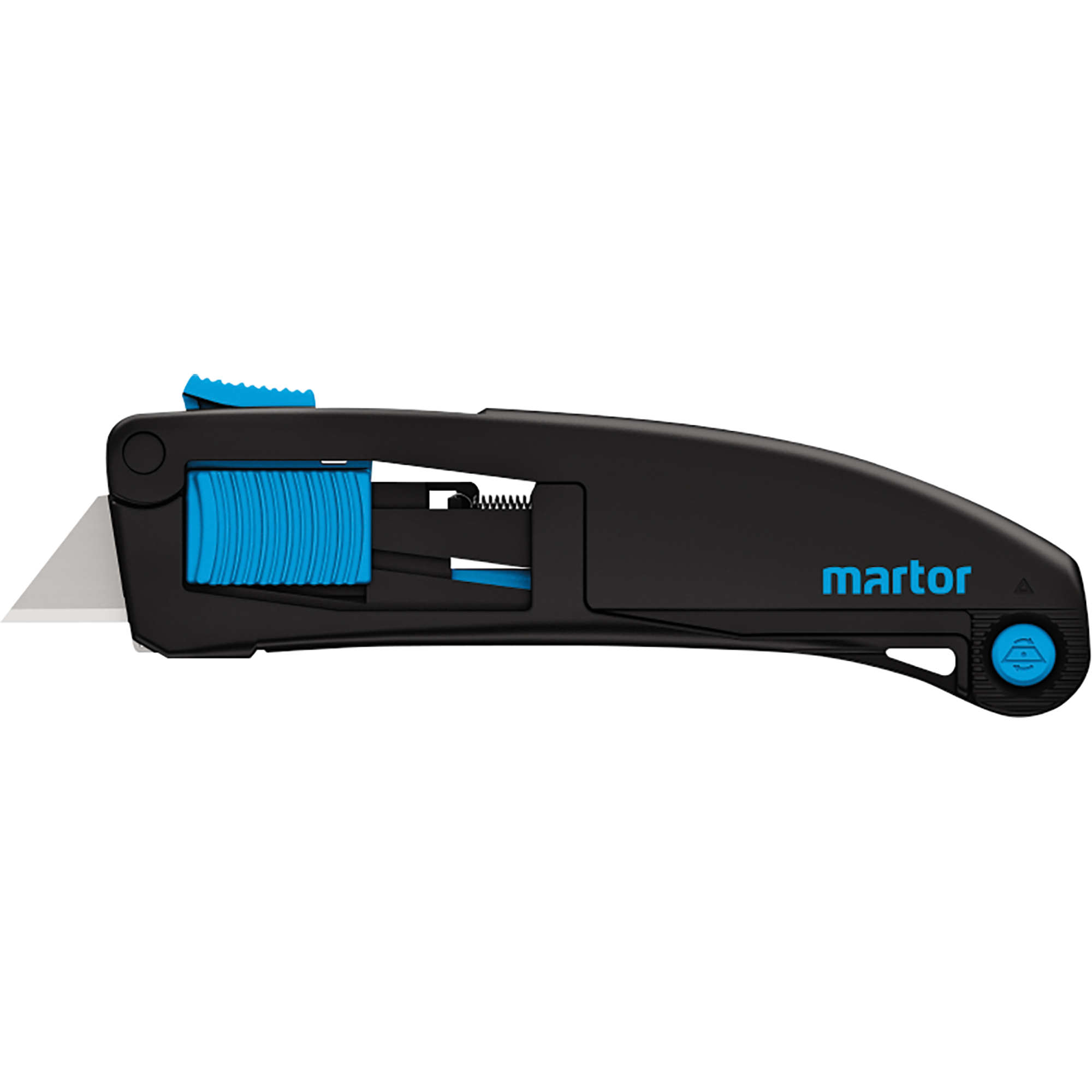 MARTOR Sicherheitsmesser SECUPRO MAXISAFE Mehrweg 19mm 17,2mm 1 Glied nicht zusammenklappbar Bandstahl nicht rostfrei schwarz/cyan