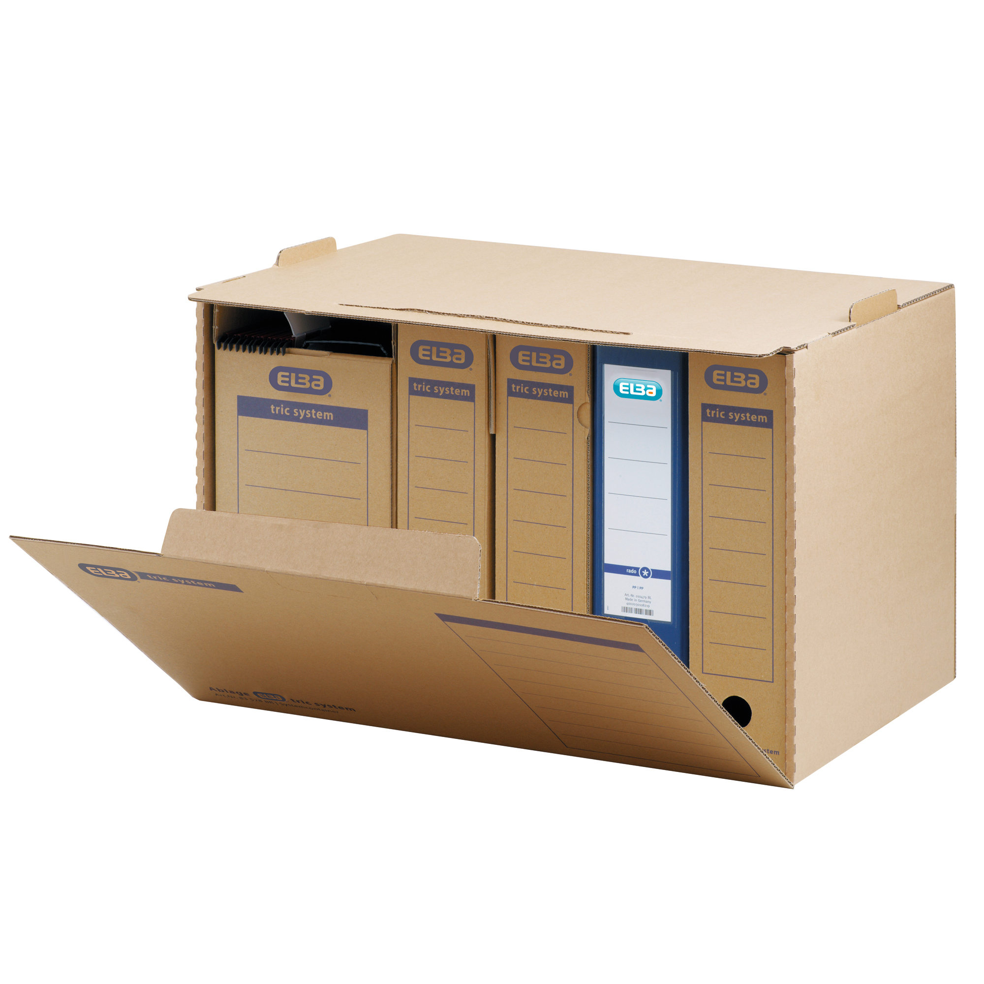 ELBA Archivbox tric system 51 x 33 x 36 cm (B x H x T) DIN A4 mit Archivdruck Wellpappe naturbraun