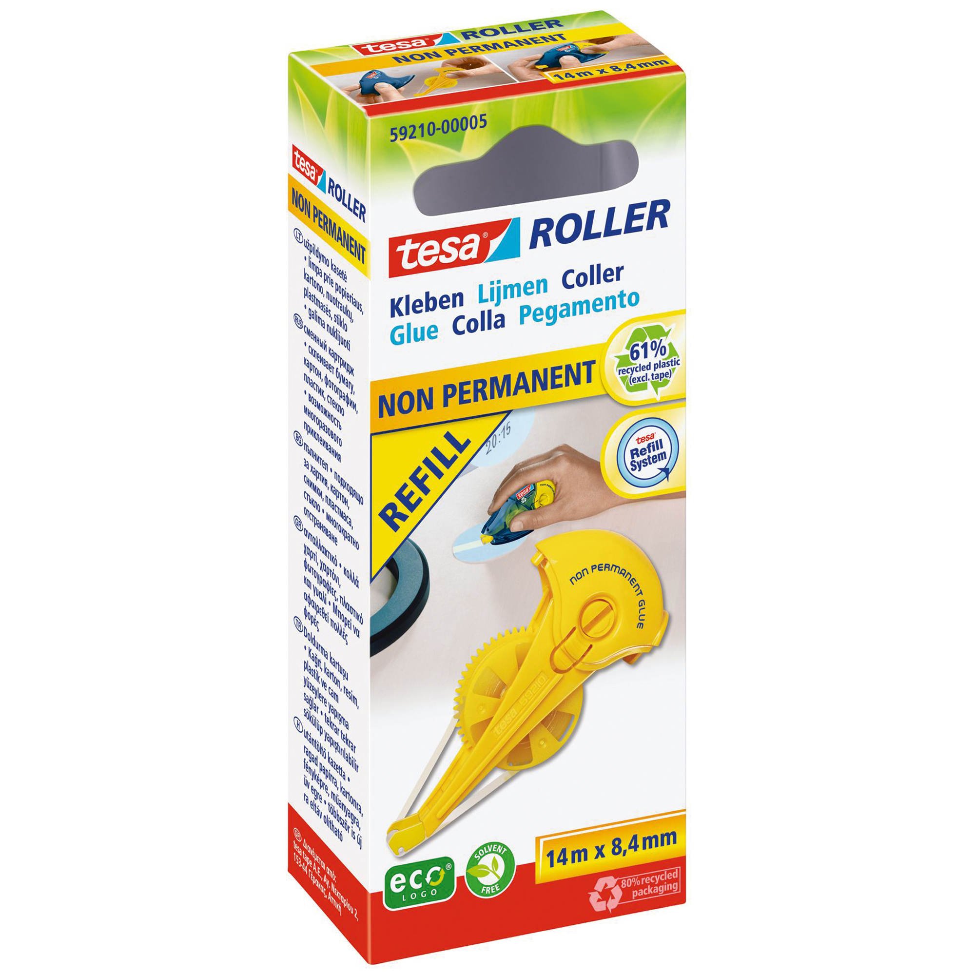 tesa® Nachfüllkassette non permanent ecoLogo® tesa Kleberoller ecoLogo® 59100, 59200 8,4 mm x 14 m (B x L) wieder ablösbar