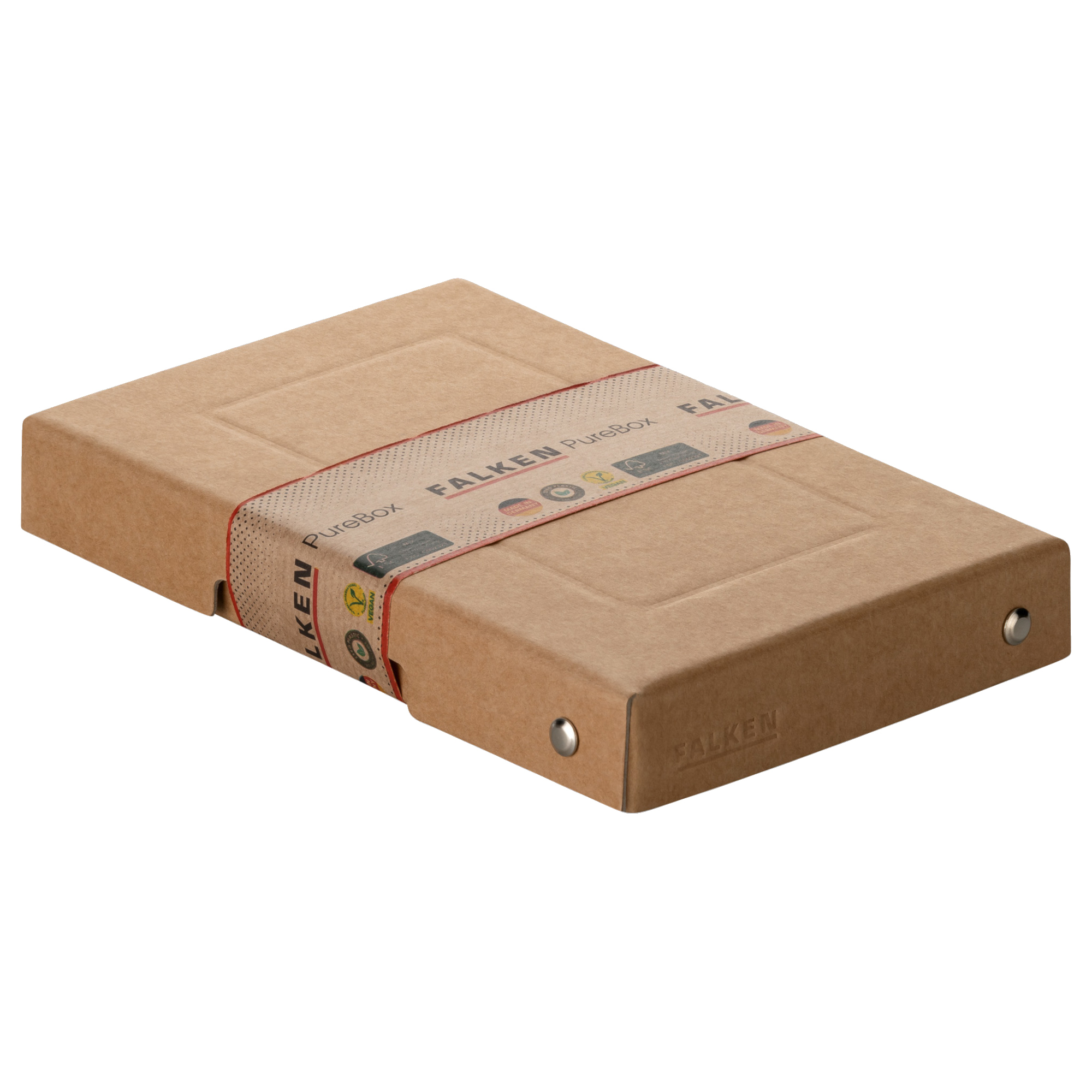 Falken Aufbewahrungsbox PureBox Nature 12 x 2,5 x 18,5 cm (B x H x T) DIN A6 Pappe natronbraun