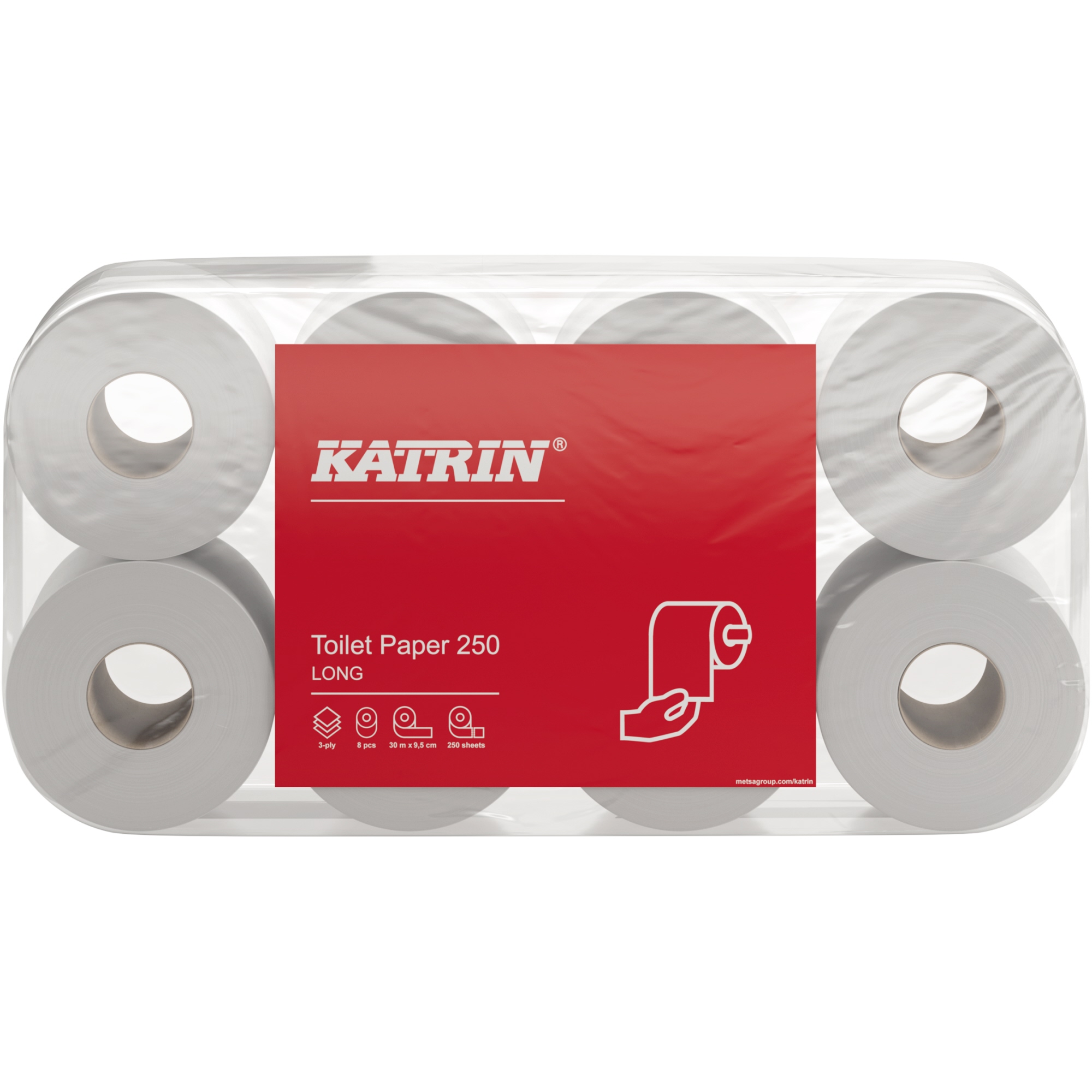 Katrin Toilettenpapier 250 3-lagig weiß 250 Bl./Rl. 8 Rl./Pack.