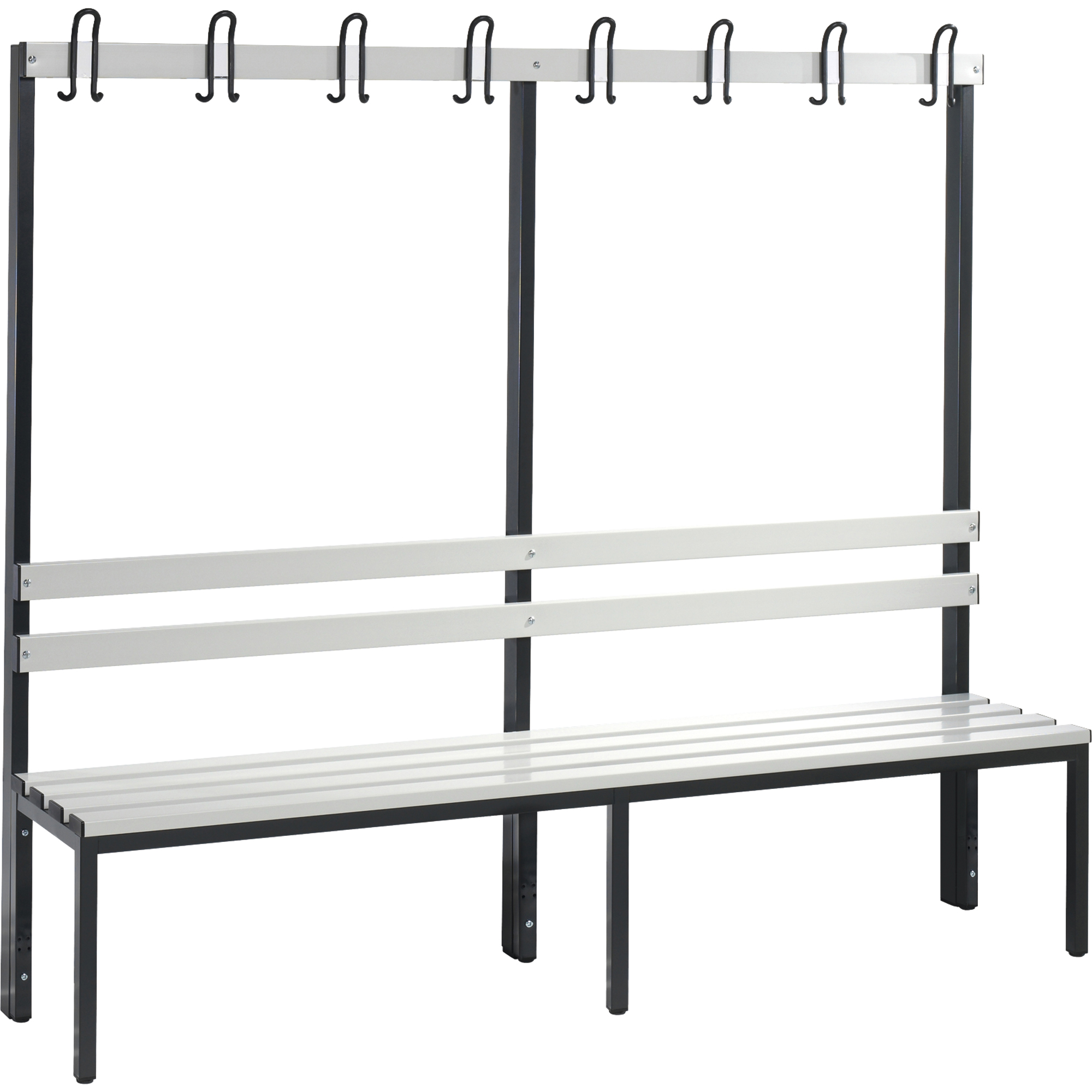 C+P Umkleidebank Basic 1.960 x 1.710 x 403 mm (B x H x T) schwarzgrau