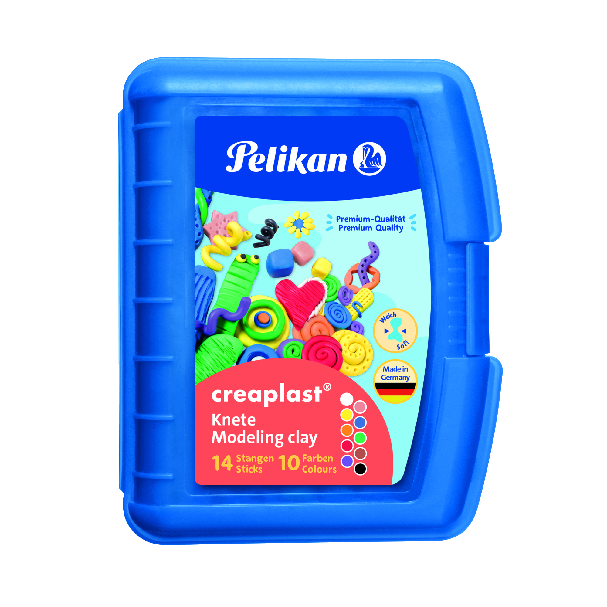 Pelikan Wachsknete creaplast® 240g je 2 x gelb, rot, grün, blau, je 1 x orange, rosé, lila, rostbraun, weiß, schwarz 14 St./Pack.