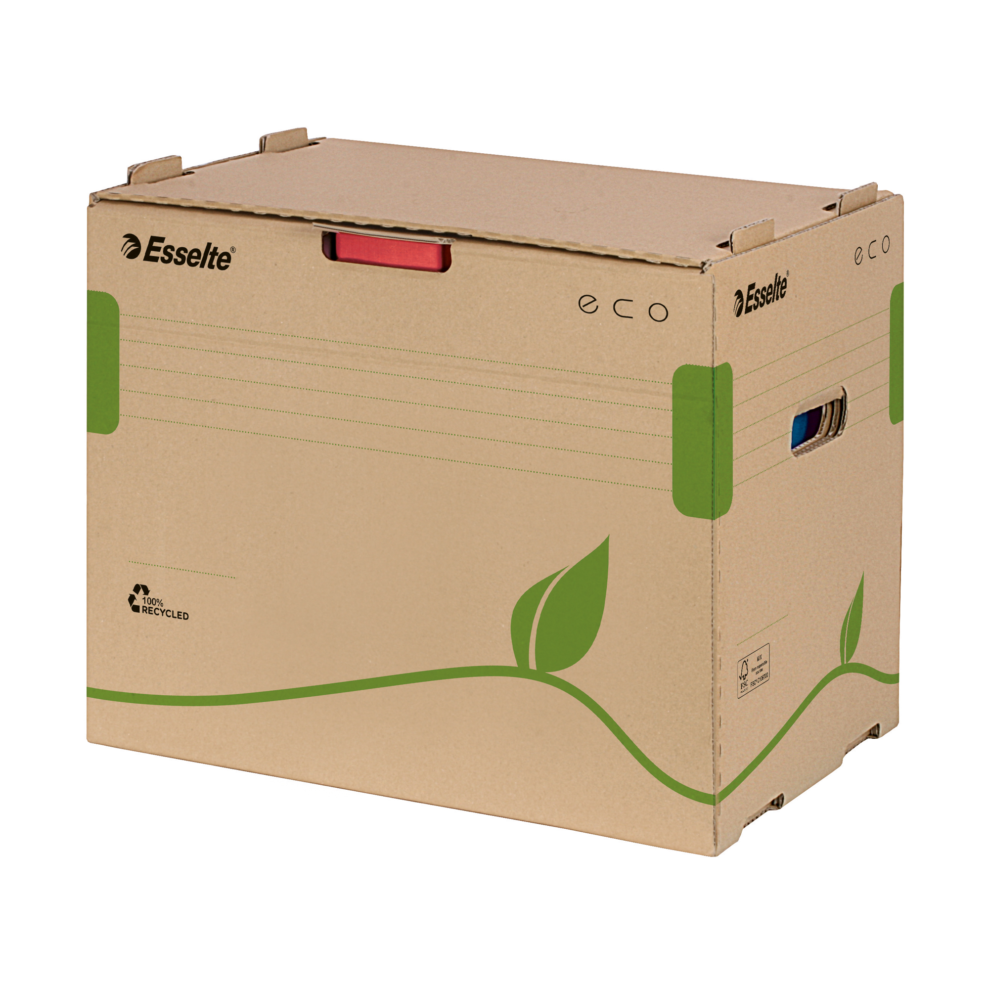 Esselte Archivbox ECO 42,7 x 34,3 x 30,5 cm (B x H x T) DIN A4 mit Archivdruck Wellpappe, 100 % recycelt naturbraun