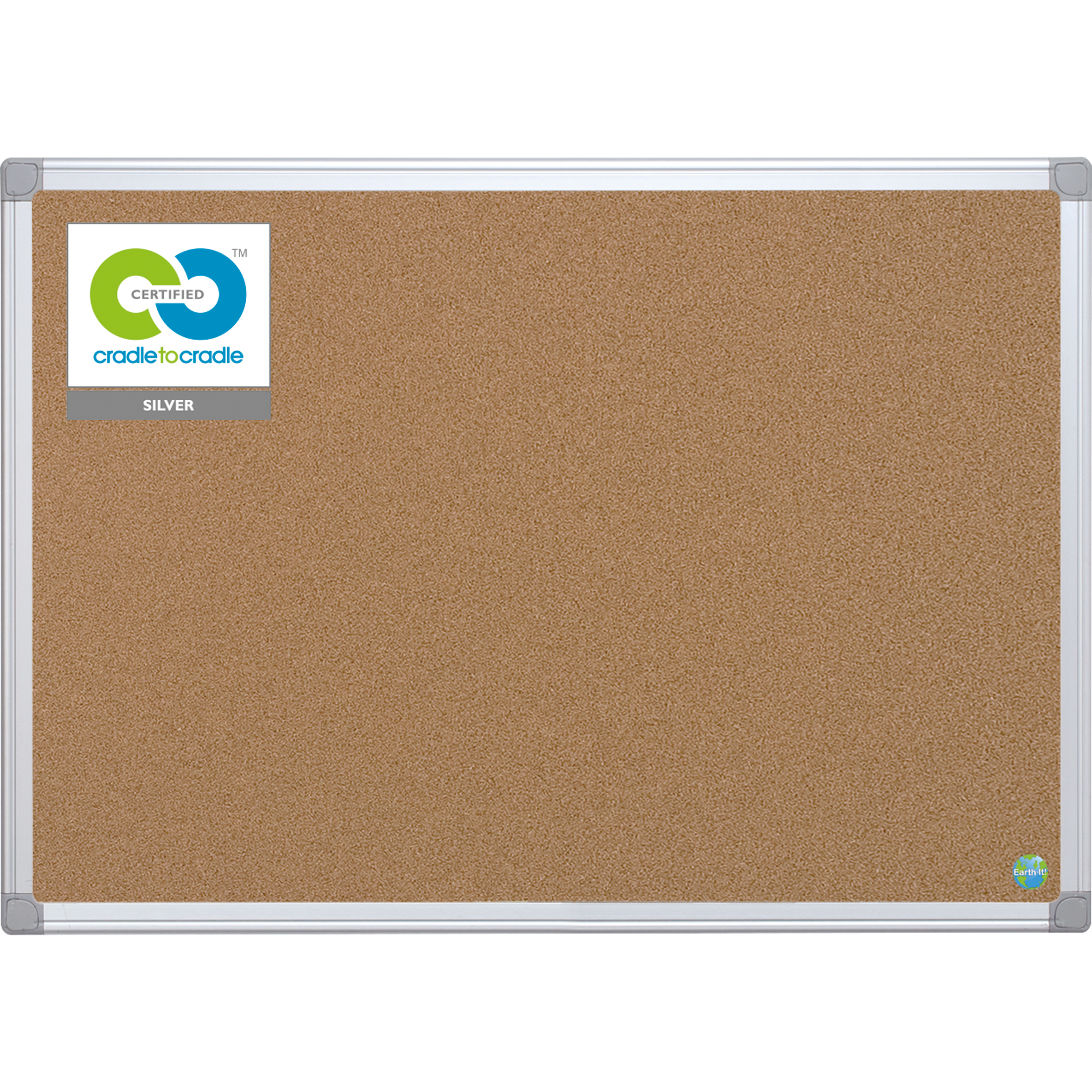 Bi-office Pinnwand Earth 180 x 120 cm (B x H) Maße der Oberfläche: 176 x 116 cm (B x H) Kork Material des Rahmens: Aluminium braun