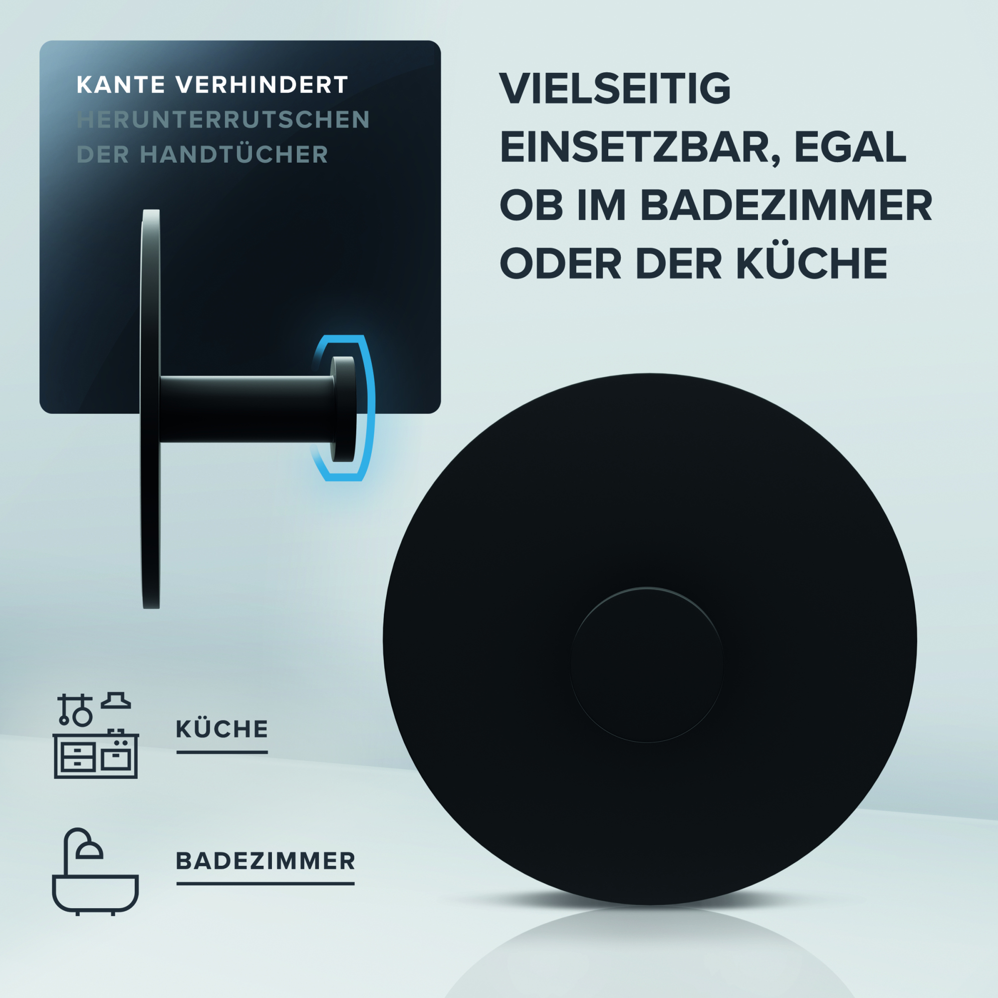 ovimar Handtuchhaken Danksoya 6 x 3 cm (Ø x H) Edelstahl, pulverbeschichtet schwarz 2 St./Pack.