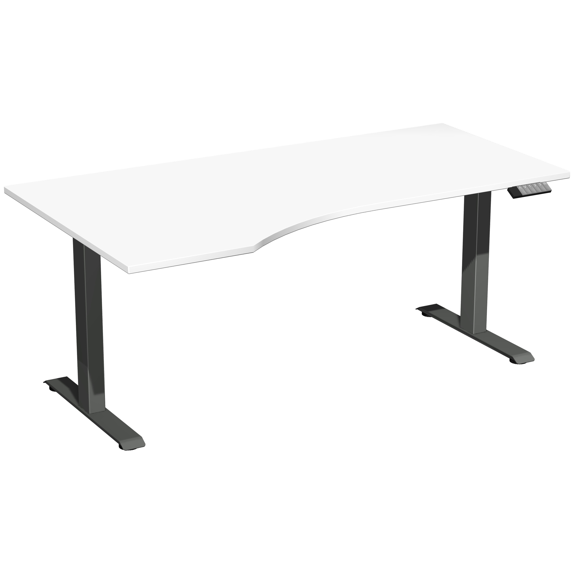 Geramöbel Schreibtisch Elevate Plus Maße: 1.800 x 630-1.280 x 1.000 mm (B x H x T) Dreischicht-Feinspan, melaminharzbeschichtet weiß