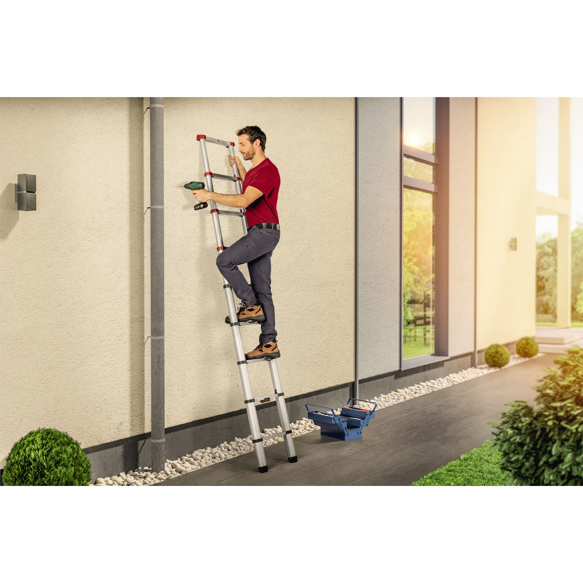 Hailo Teleskopleiter T80 FlexLine 46 cm x 2,64 m (B x H) 150kg Aluminium, eloxiert