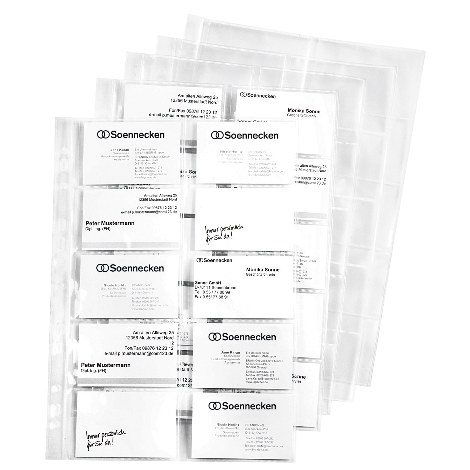 Soennecken Visitenkartenhülle 90 x 57 mm (B x H) links offen Polypropylen transparent 20 Karten 10 St./Pack.