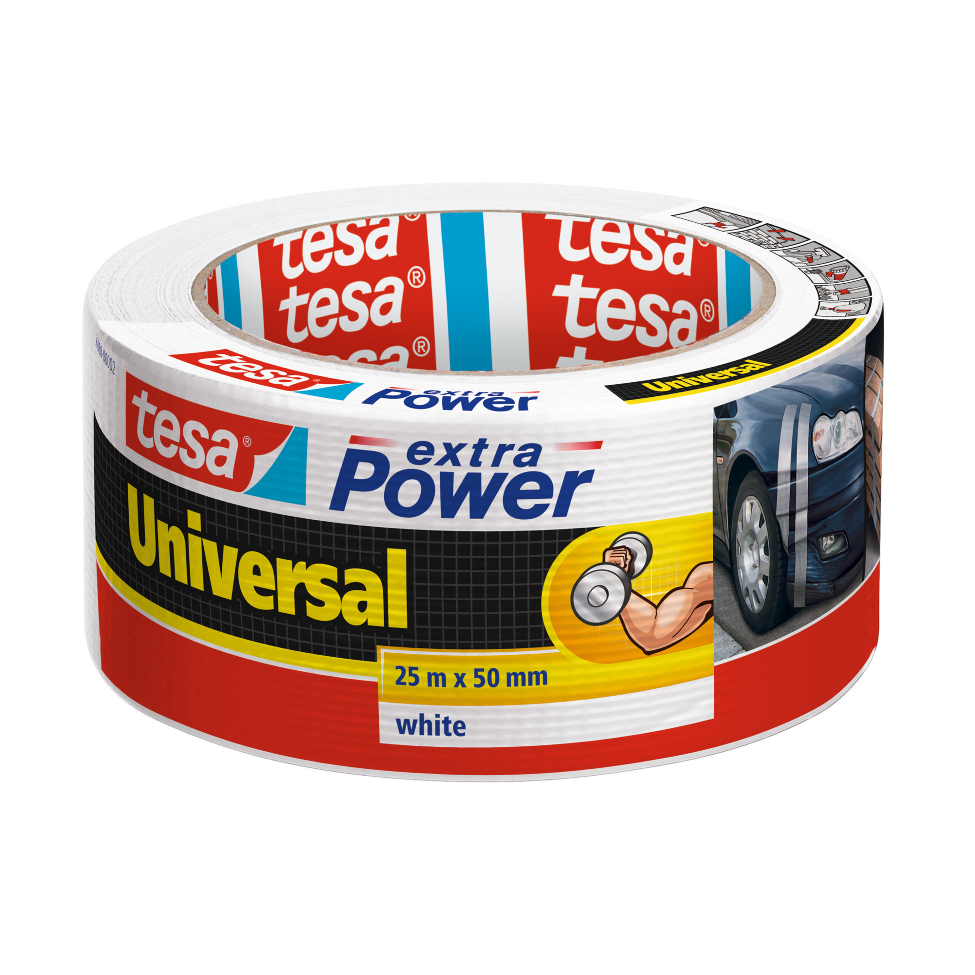 tesa® Gewebeband extra Power® Universal Innenbereich, Außenbereich 50 mm x 25 m (B x L) weiß