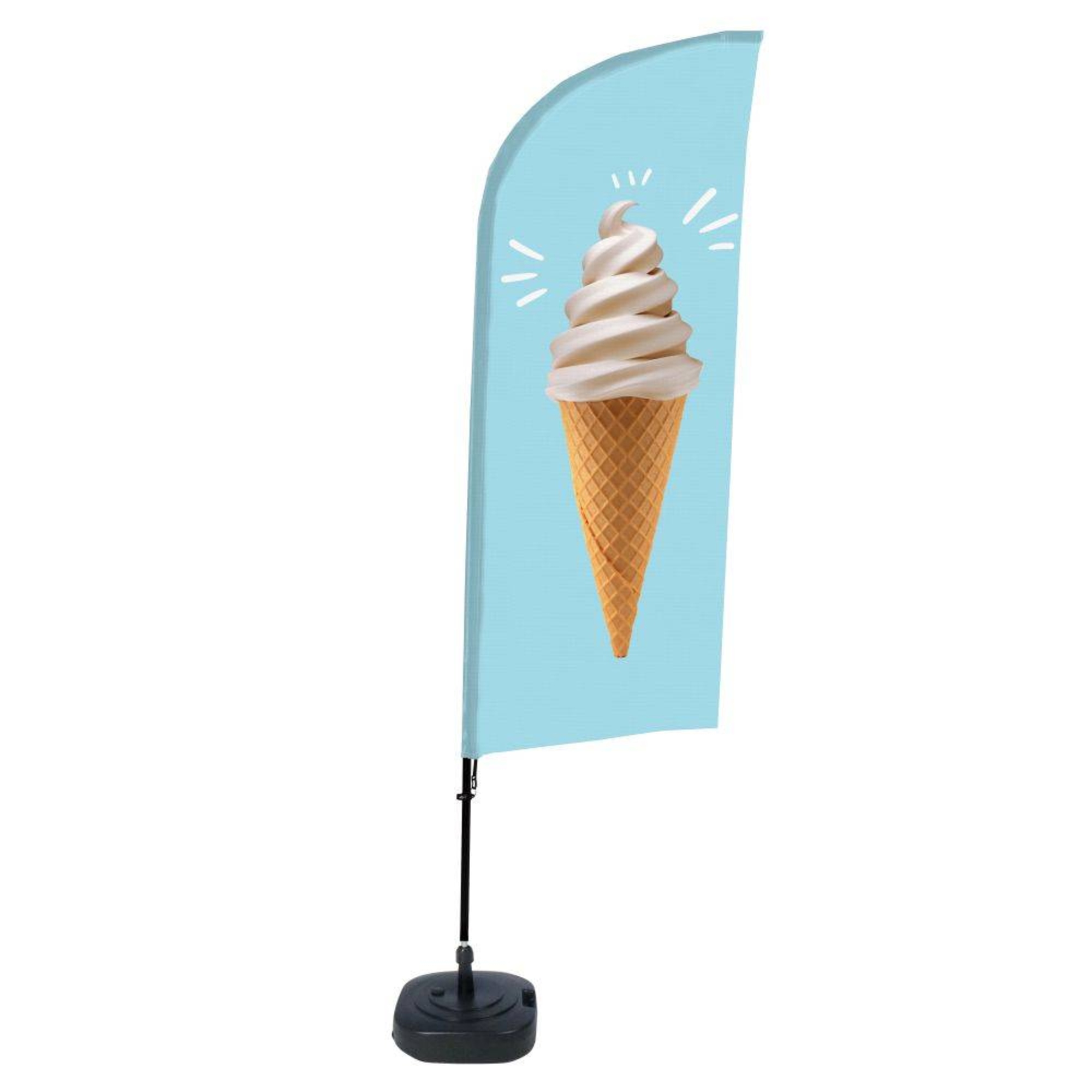 Showdown® Displays Werbesegel 110,5 x 330 x 48 cm (B x H x T) mit Aufdruck 100 % Polyester türkis EIS