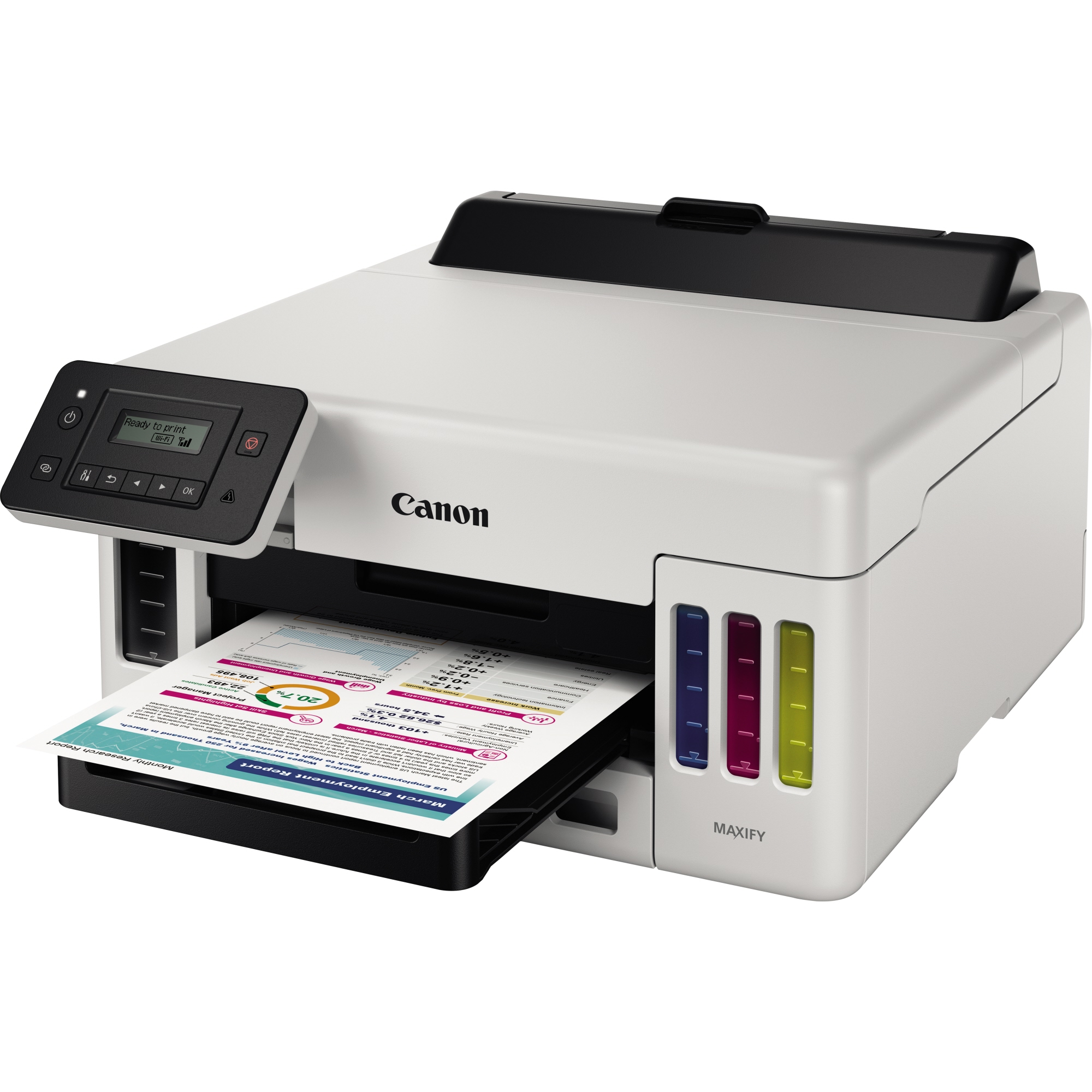 Canon Tintenstrahldrucker MAXIFY GX5050 DIN A4 24 ISO-Seiten/Min. schwarz, 15,5 ISO-Seiten/Min. farbig 39,9 x 23,8 x 41,6 cm (B x H x T)