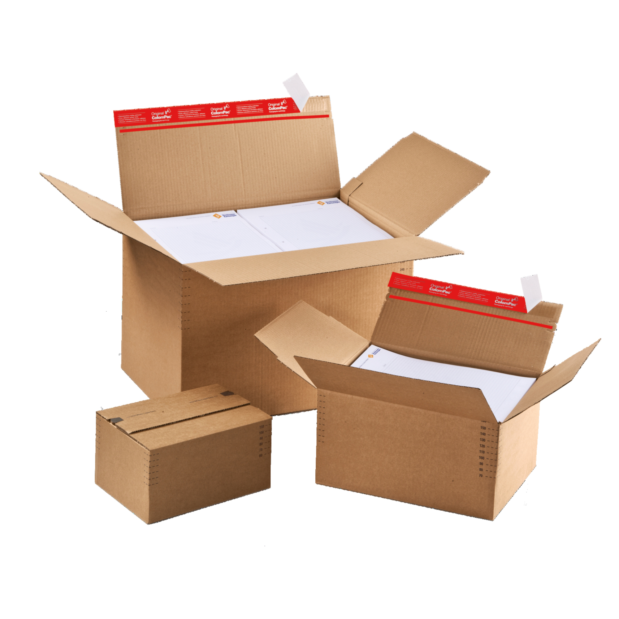 ColomPac® Versandkarton Innenmaße: 22,9 x 5-11,5 x 16,4 cm (B x H x T) Außenmaße: 23,8 x 6-13 x 17 cm (B x H x T) Kraftliner Wellpappe 1-wellig braun