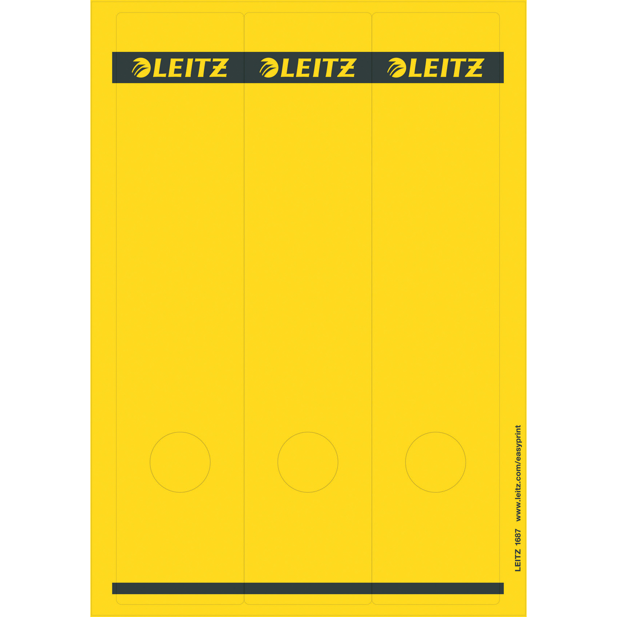 Leitz Ordnerrückenetikett breit/lang 61,5 x 285 mm (B x H) selbstklebend mit Griffloch gelb 75 Etik./Pack.
