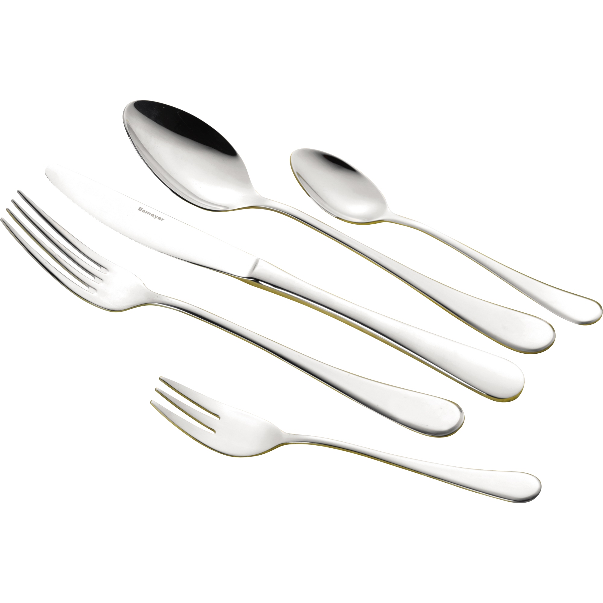 Esmeyer® Besteckgarnitur CELINE Mehrweg 6 x Löffel, Messer, Gabeln, Kaffeelöffel, Kuchengabeln Edelstahl 18/10, poliert silber
