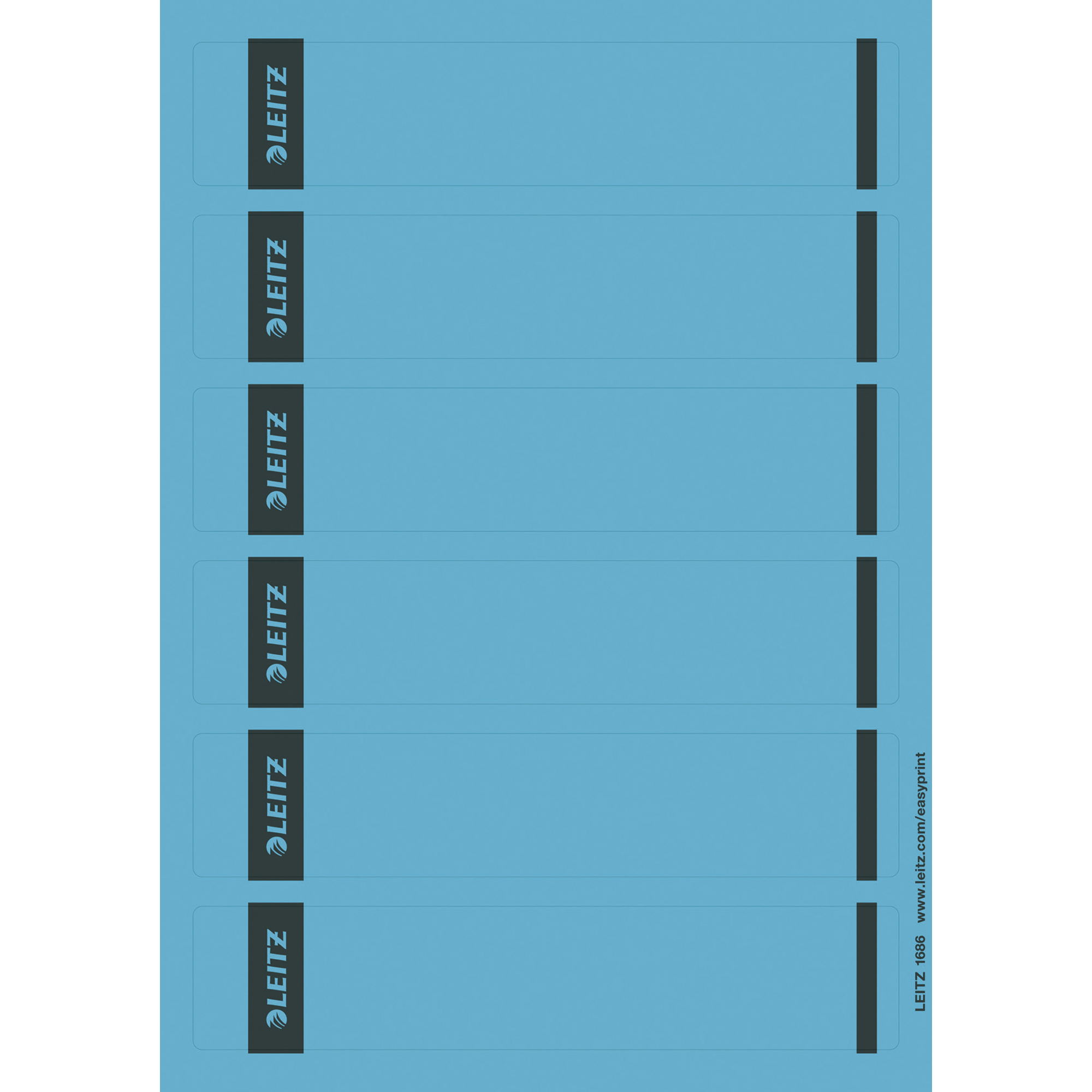 Leitz Ordnerrückenetikett schmal/kurz 39 x 192 mm (B x H) selbstklebend ohne Griffloch blau 150 Etik./Pack.