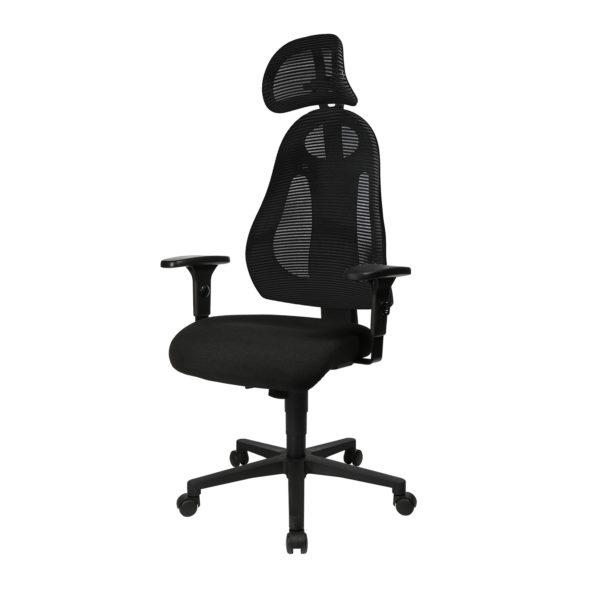 TOPSTAR Bürodrehstuhl Free Art 42-53cm Synchronmechanik Rolle hart gebremst (für Teppichboden) optionales Zubehör: Rolle weich gebremmst (für Hartboden) 6991 Polyamid schwarz