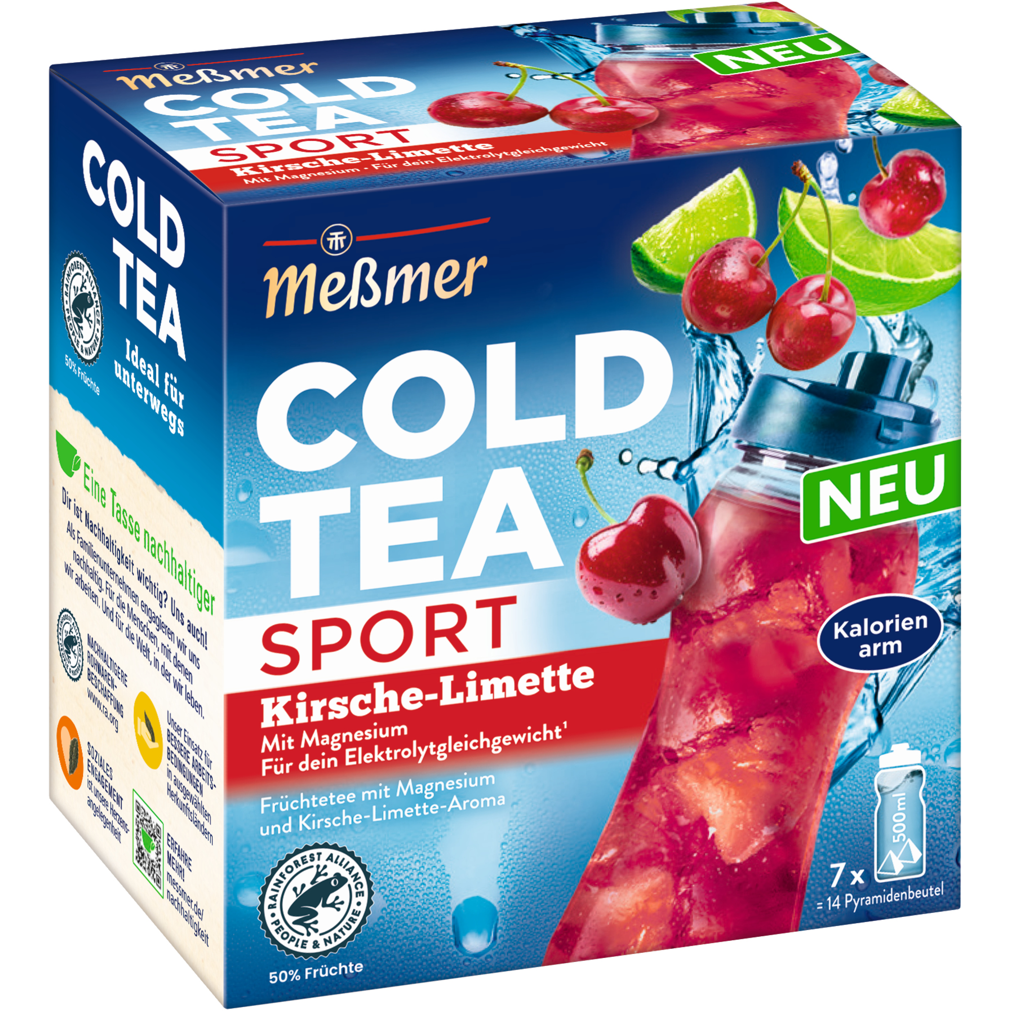 Meßmer Tee Cold Tea Sport Kirsche-Limette mit Magnesium 14 Btl./Pack.