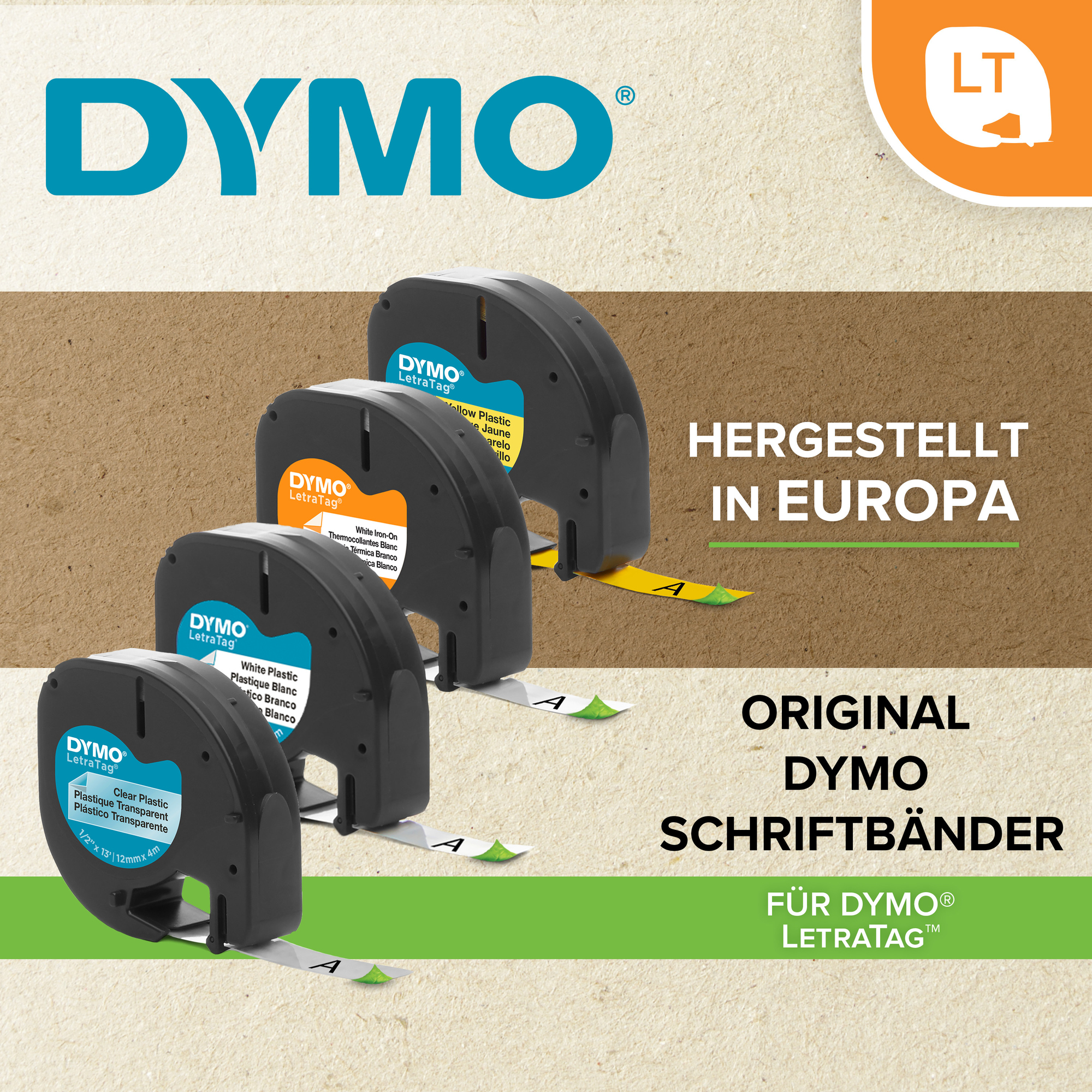 DYMO® Beschriftungsgerät LetraTag® LT-100H 2 Display-Zeilen 5 Schriftgrößen 2 Druckzeilen inkl. Schriftband (12 mm x 4 m, weiß)