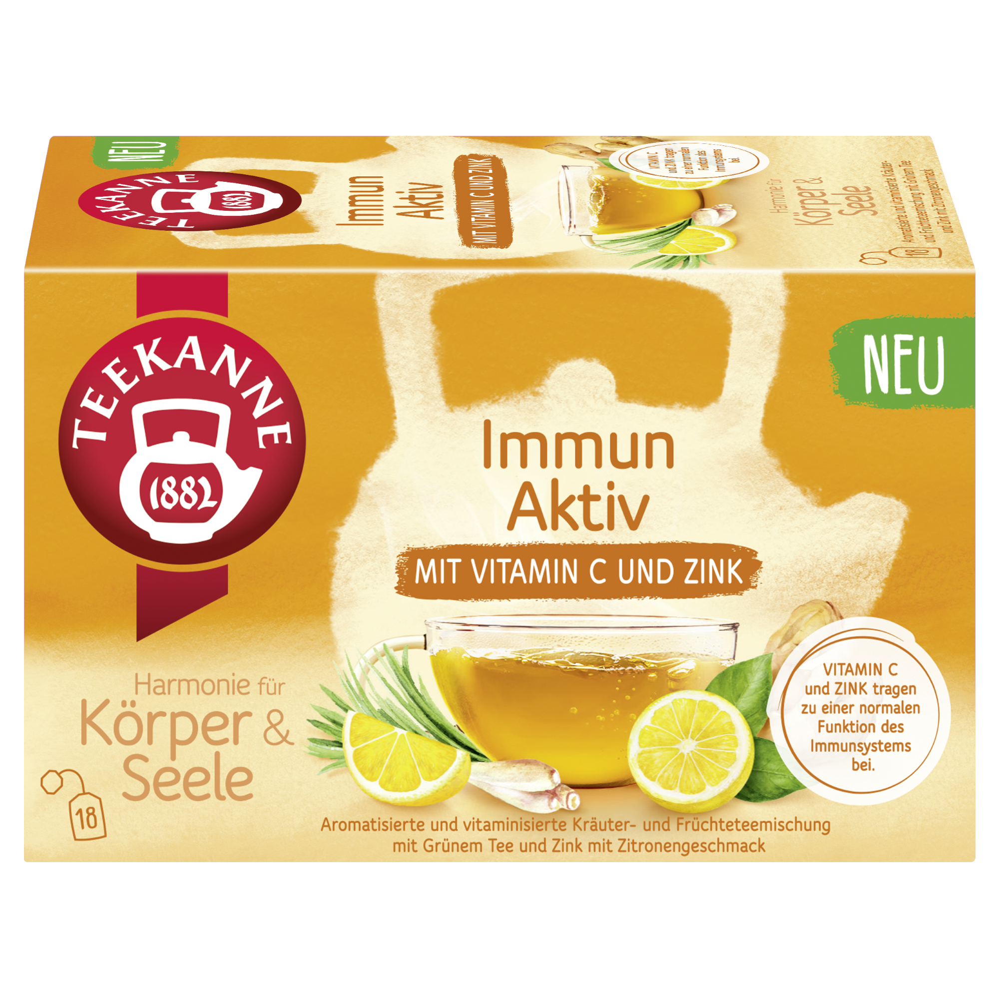 Teekanne Tee Harmonie für Körper & Seele Immun Aktiv 18 Btl./Pack.