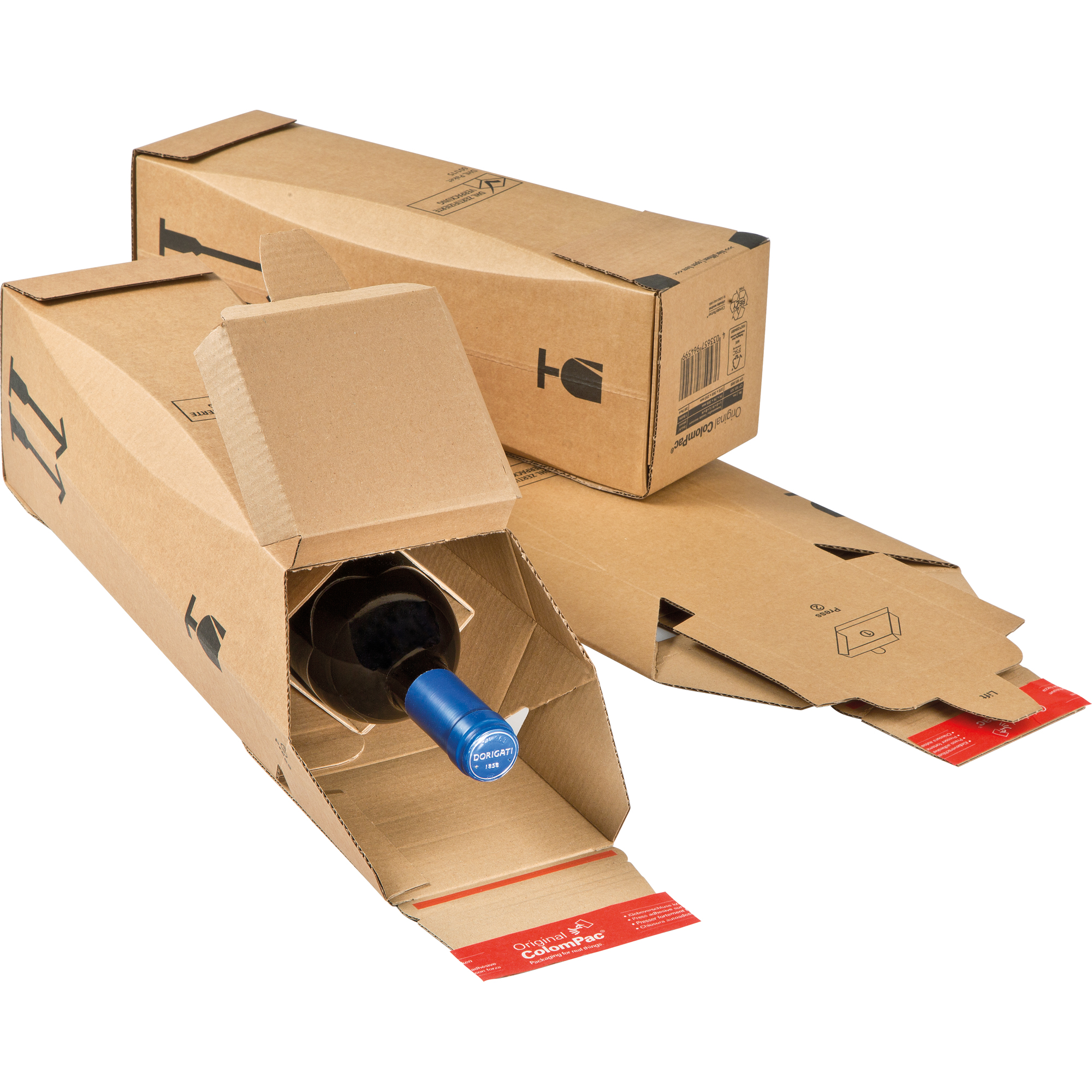 ColomPac® Versandkarton Innenmaße: 7,4 x 30,5 x 7,4 cm (B x H x T) Außenmaße: 11,5 x 36,2 x 11,5 cm (B x H x T) Kraftliner Wellpappe braun