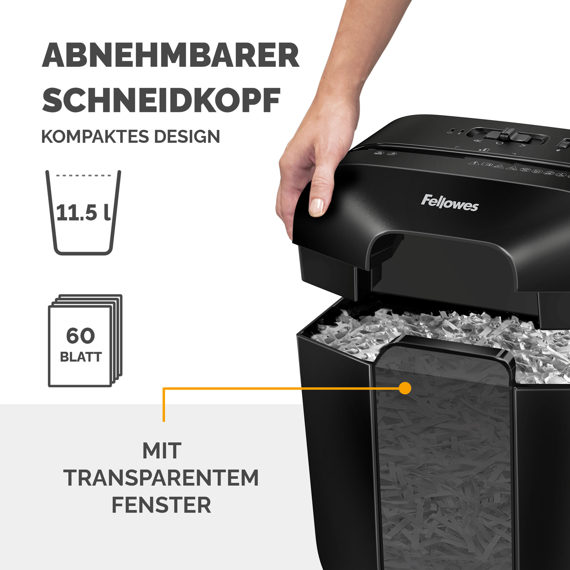 Fellowes® Aktenvernichter Powershred® LX25 P-4 Papier, Heftklammern, Büroklammern, Kreditkarten Partikelschnitt schwarz