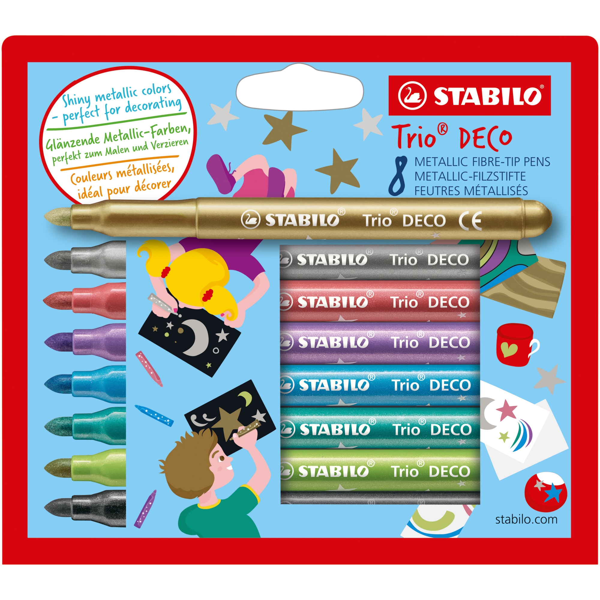 STABILO® Fasermaler Trio® DECO 3mm farbig sortiert nicht auswaschbar 8 St./Pack.