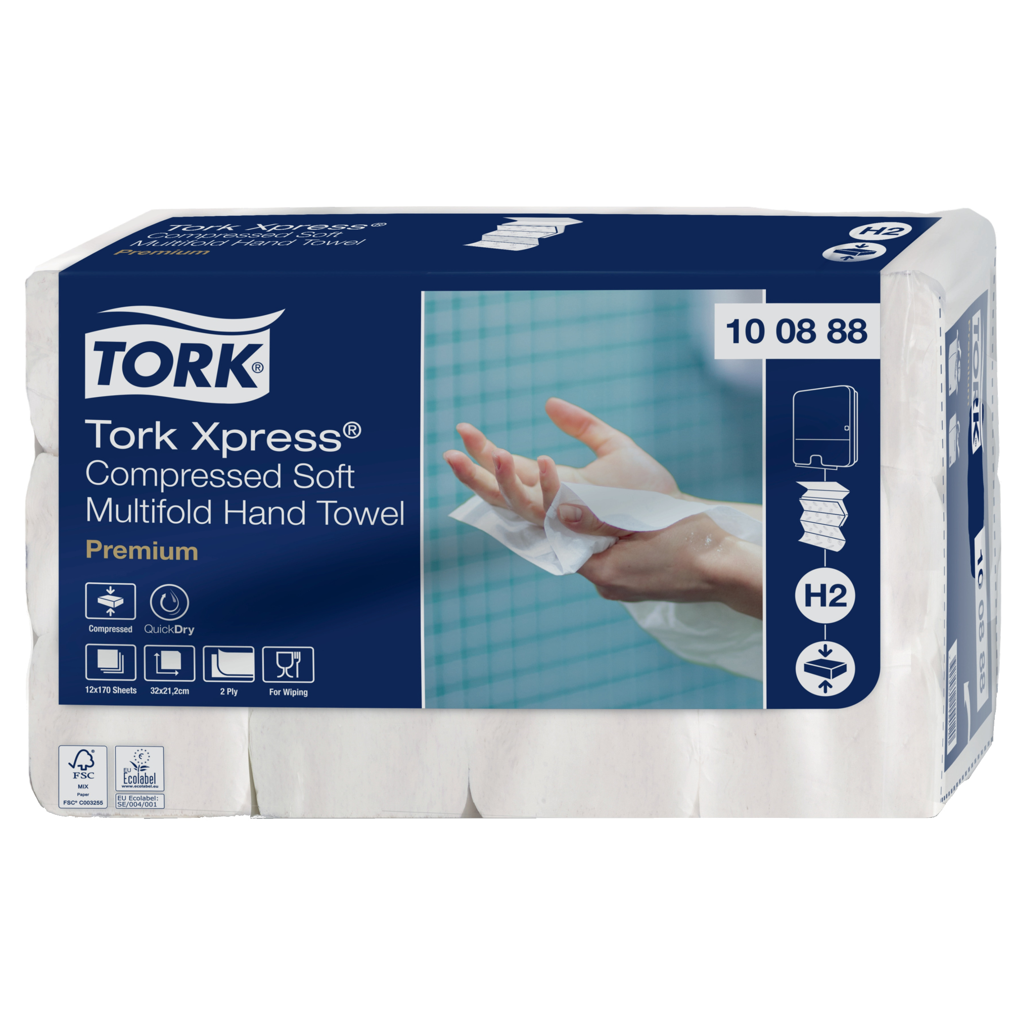 Tork Papierhandtücher Premium 21,2 x 32 cm (B x L) Tissue weiß 12 x 170 Bl./Pack.