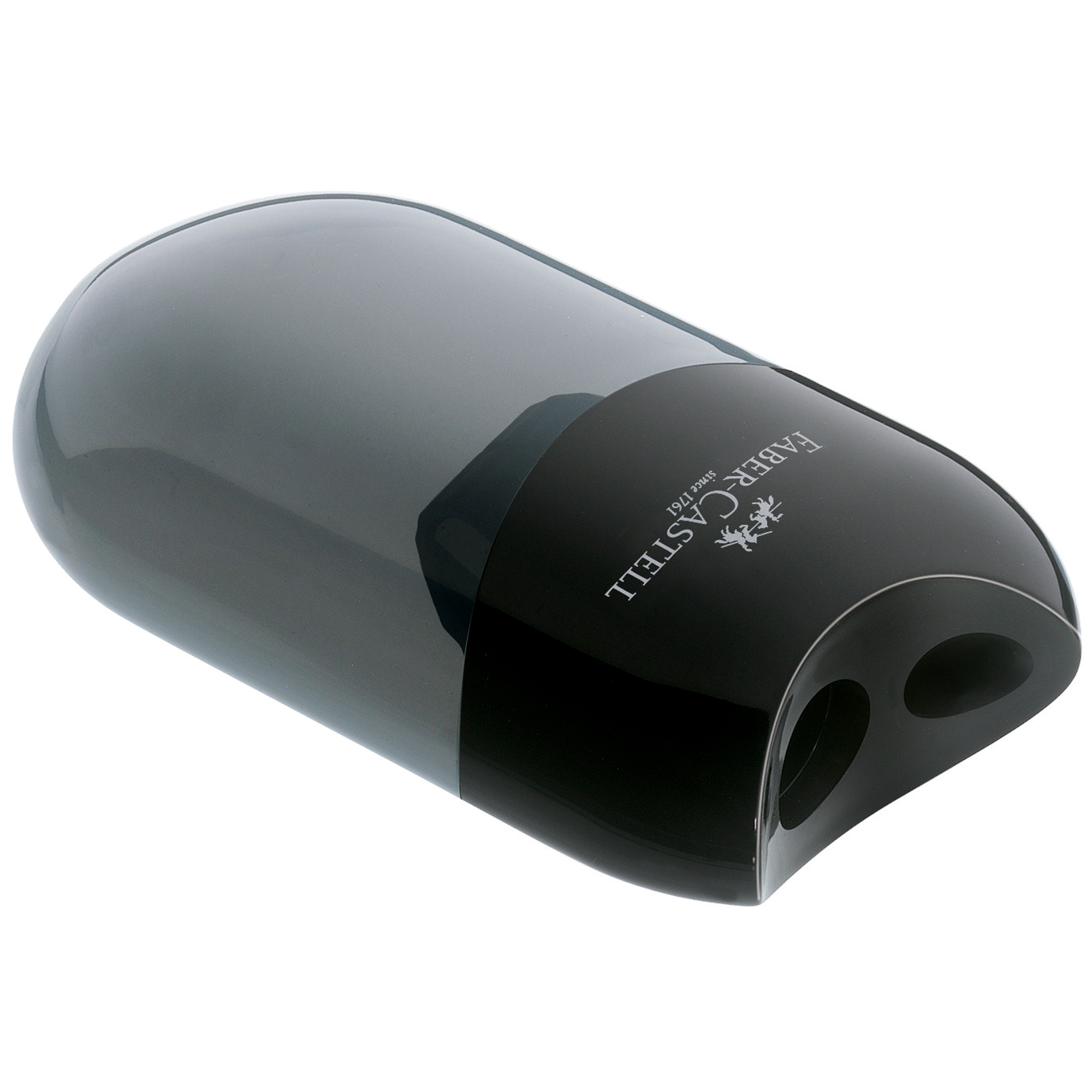 Faber-Castell Doppelspitzdose 8 und 11mm oval Material des Spitzers: Kunststoff Material des Behälters: Kunststoff schwarz