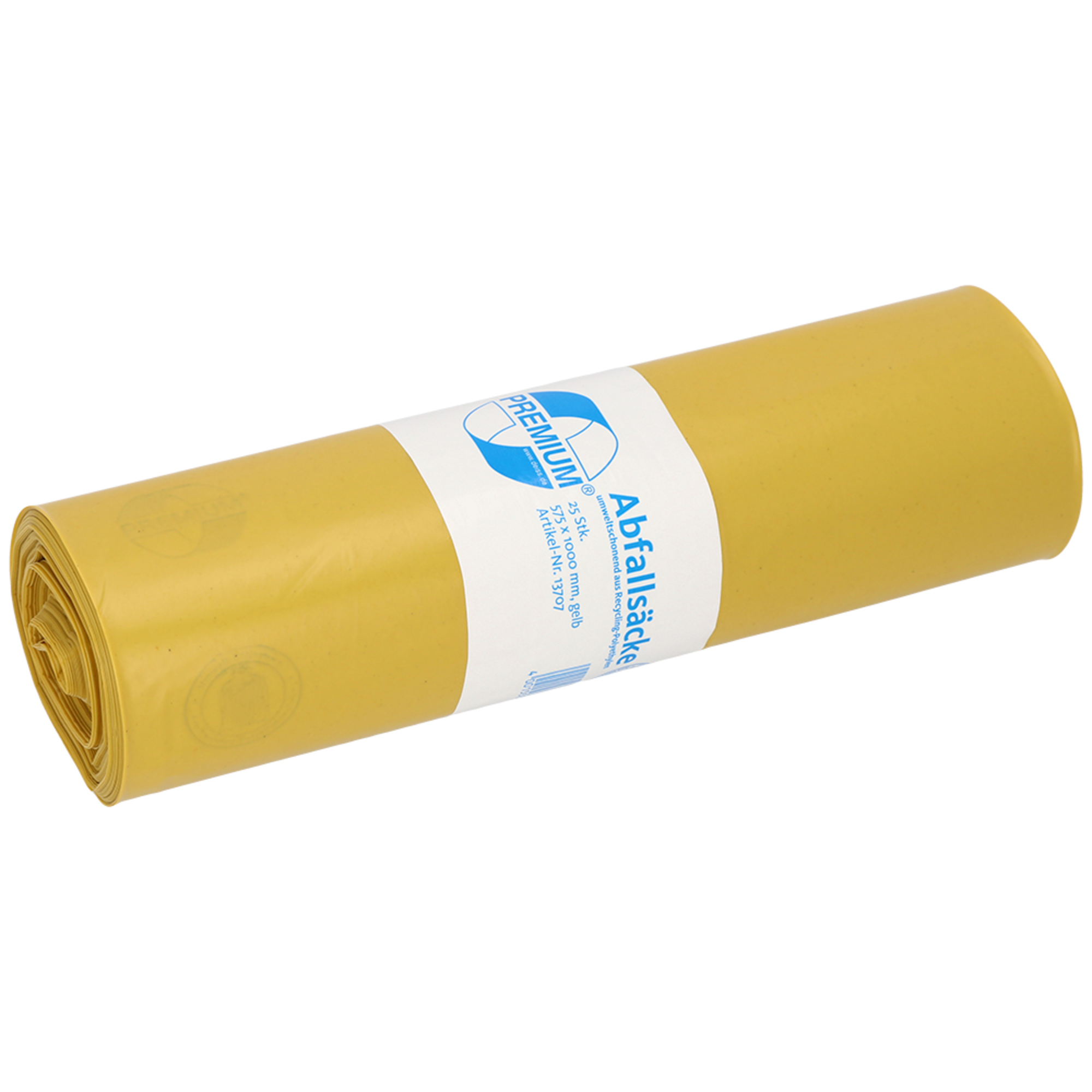PREMIUM Müllbeutel 57,5 x 100 cm (B x H) 60µm 70l LDPE, 79,6 % recycelt gelb 25 St./Pack.