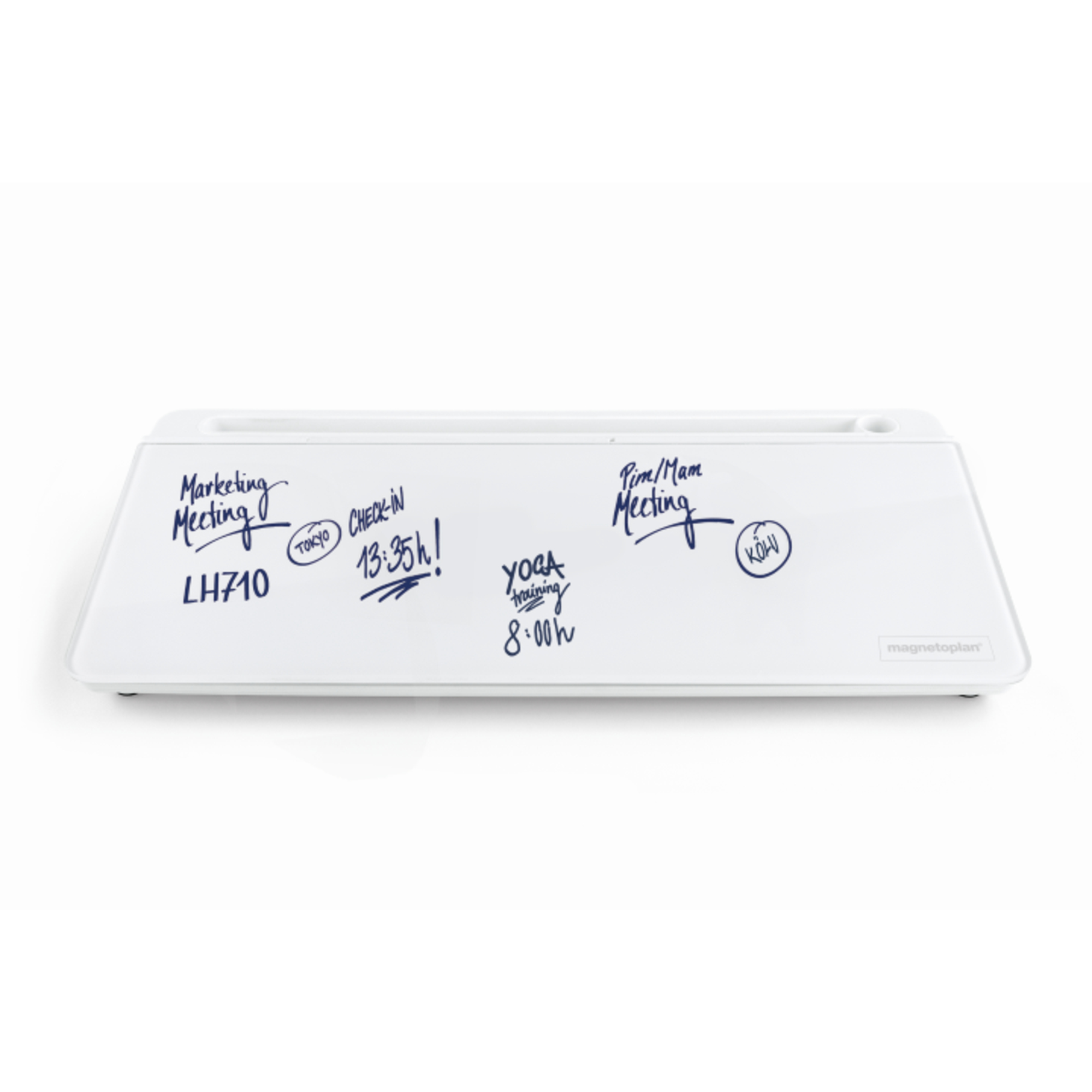magnetoplan® Memoboard Desk-Organizer 42 x 5,6 x 18 cm (B x H x T) inkl. schwarzer Boardmarker mit Löschfunktion ABS Kunststoff/Glas weiß