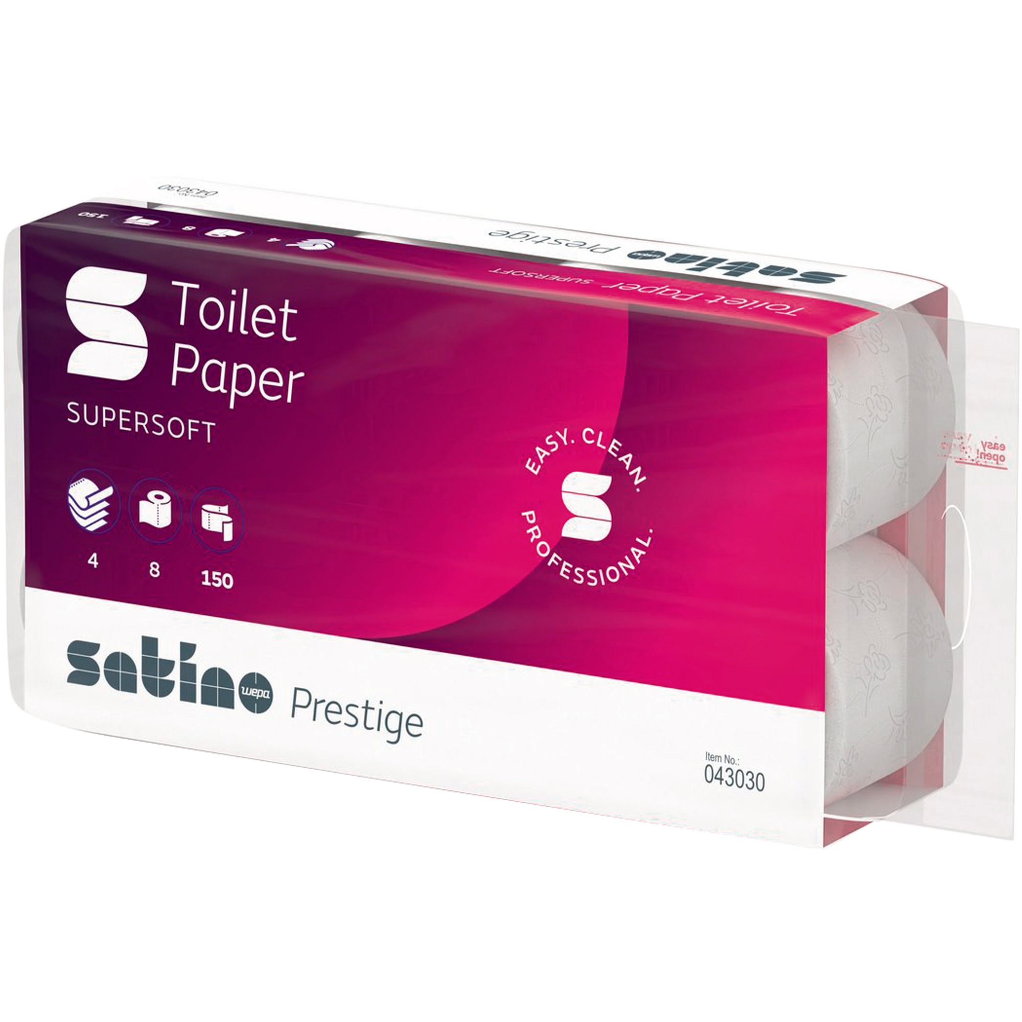 Satino by WEPA Toilettenpapier Prestige 4-lagig hochweiß 150 Bl./Rl. 8 Rl./Pack.