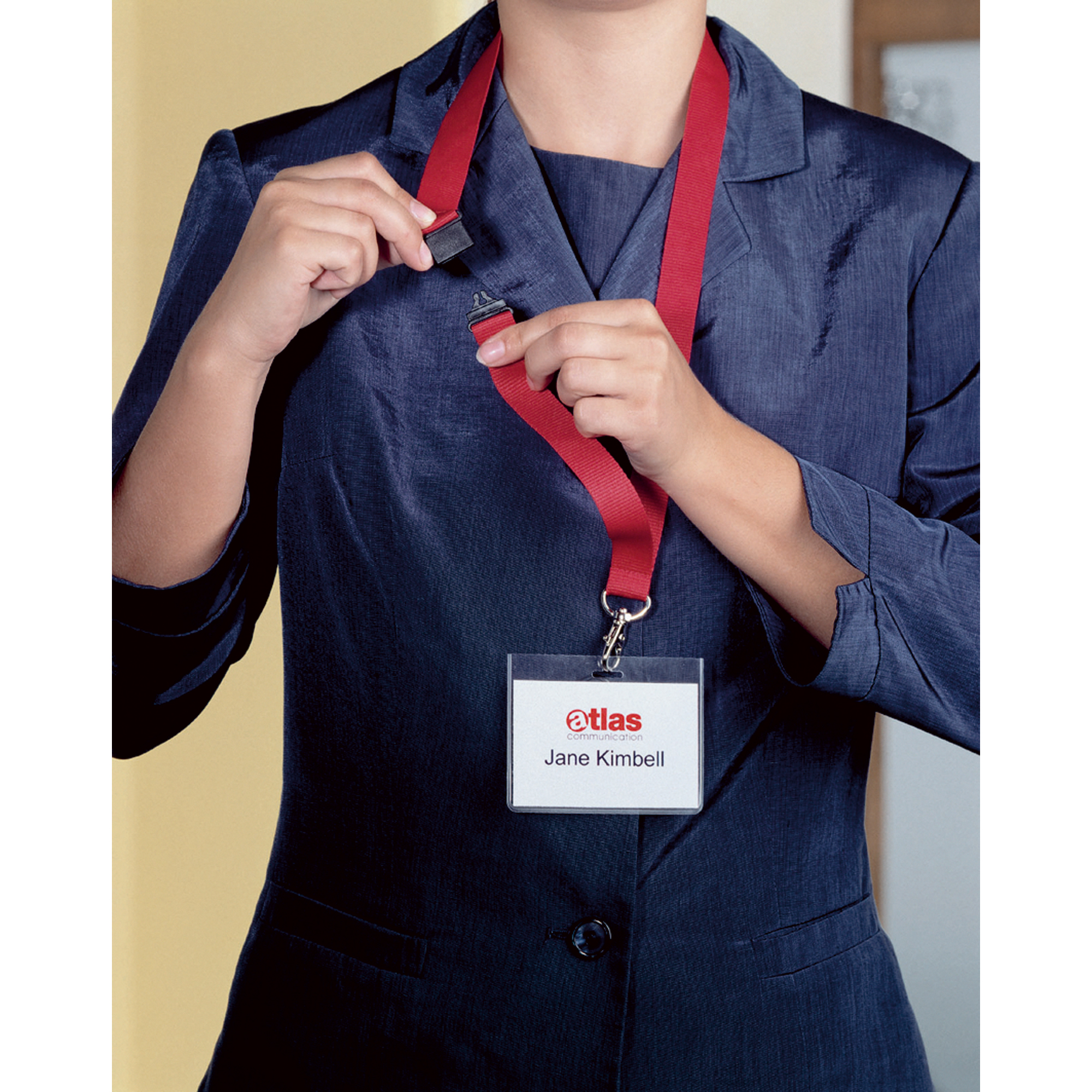DURABLE Textilband Namensschilder mit Clip-Ausstanzung 2 x 44 cm (B x L) Sicherheitsverschluss Karabinerhaken dunkelblau 10 St./Pack.