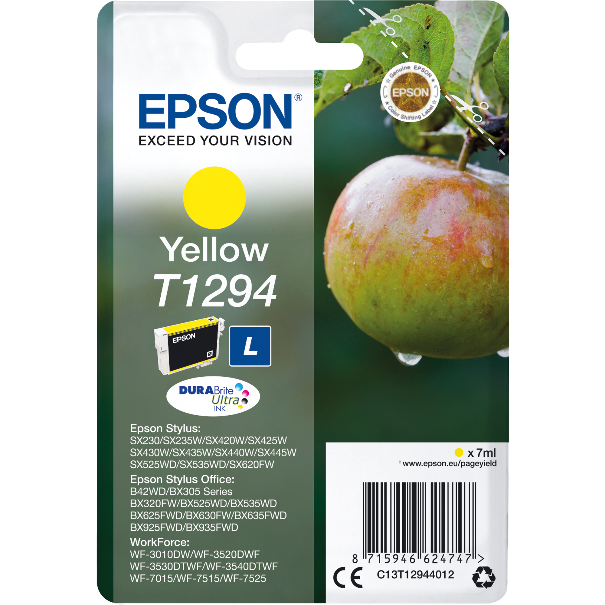 Epson Tintenpatrone Originalzubehör T1294 ca. 515 Seiten gelb 7ml