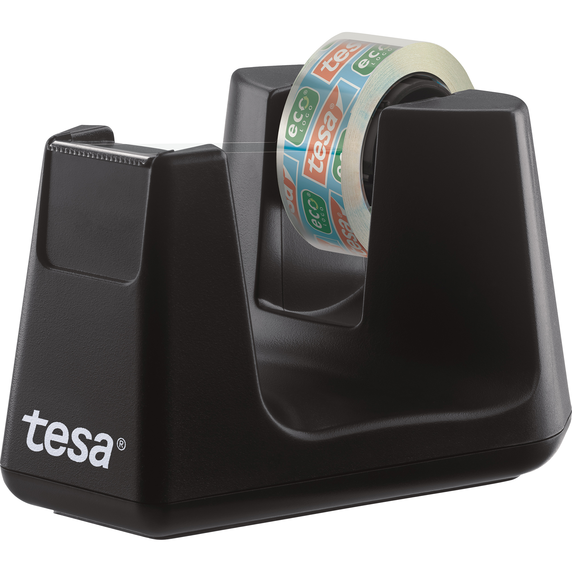 tesa® Tischabroller Easy Cut Smart ecoLogo® 19 mm x 33 m (B x L) inkl. 1 Rolle tesafilm® Eco & Clear, 15 mm x 10 m (B x L) ohne Lösungsmittel schwarz