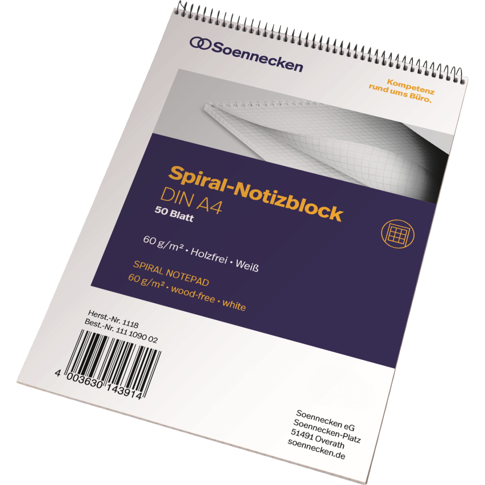 Soennecken Notizblock DIN A4 kariert 50 Bl.