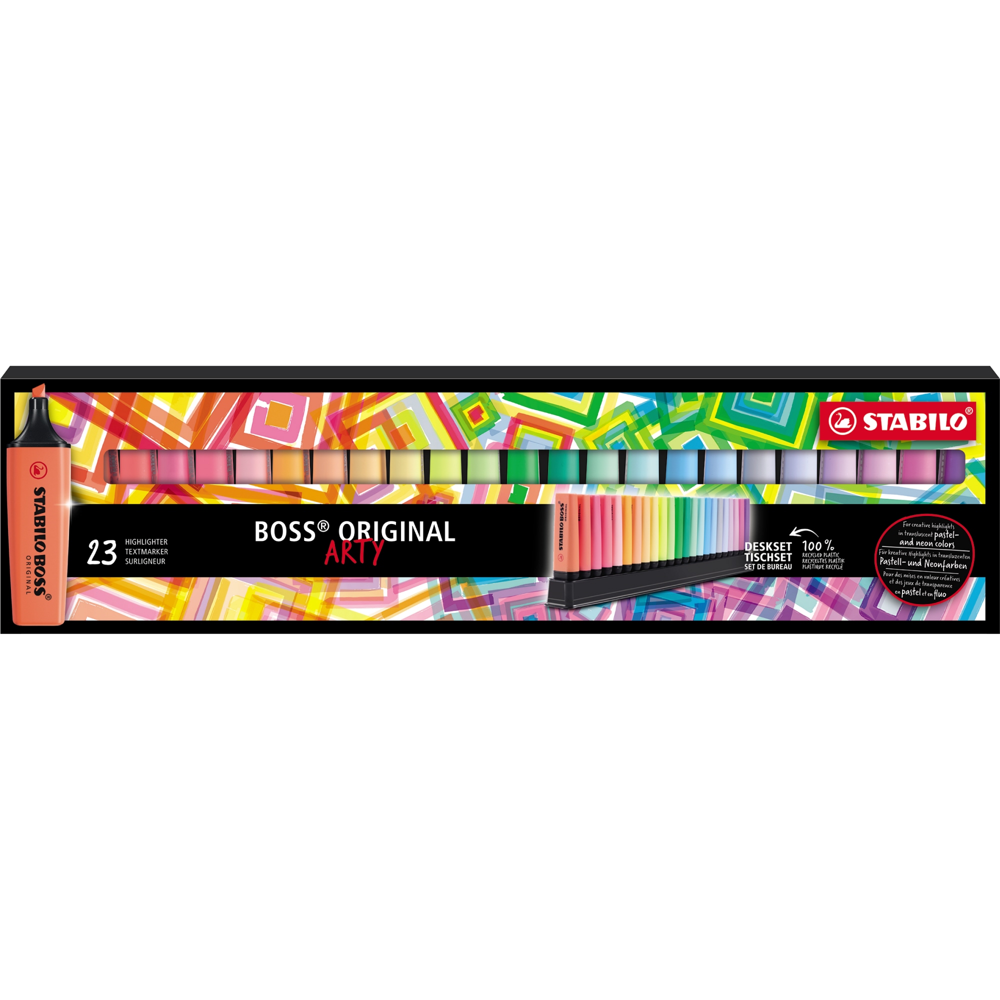 STABILO® Textmarker BOSS® ORIGINAL ARTY 2-5mm farbig sortiert Keilspitze 23 St./Pack.